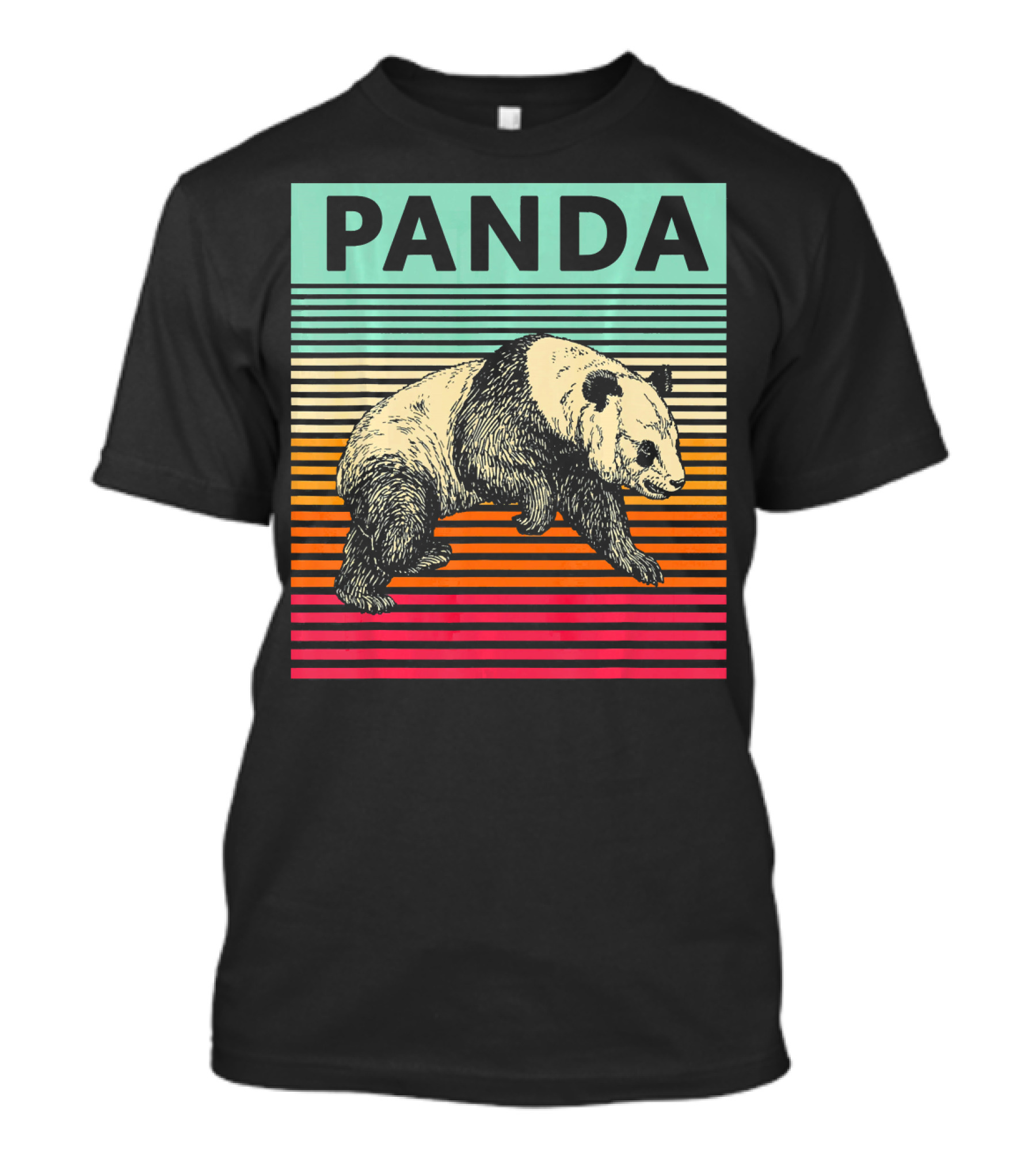 Panda Retro Bear Cool Vintage Panda Colorful Stripes T-Shirt