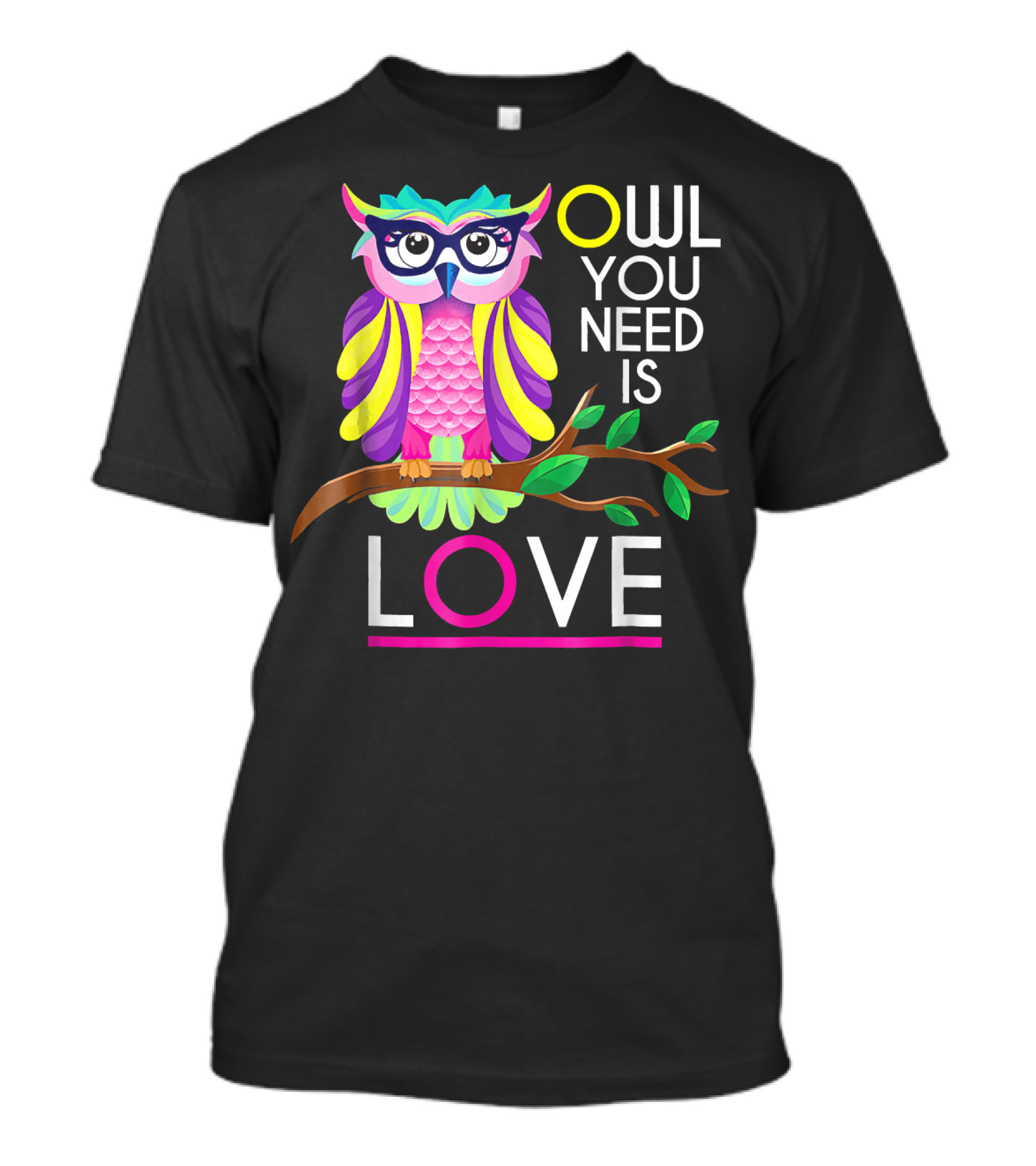Owl You Need Is Love Owl Lover Owl Fan Colorful Owl T-Shirt