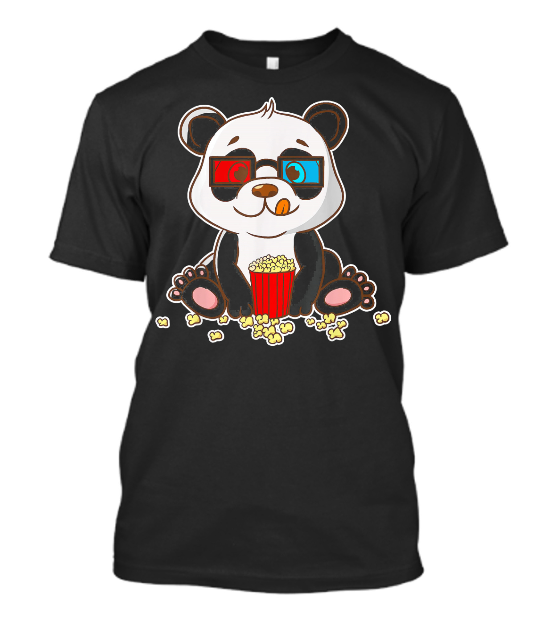 Panda Bear Movie Popcorn Cute 3D Glasses Film Buff T-Shirt