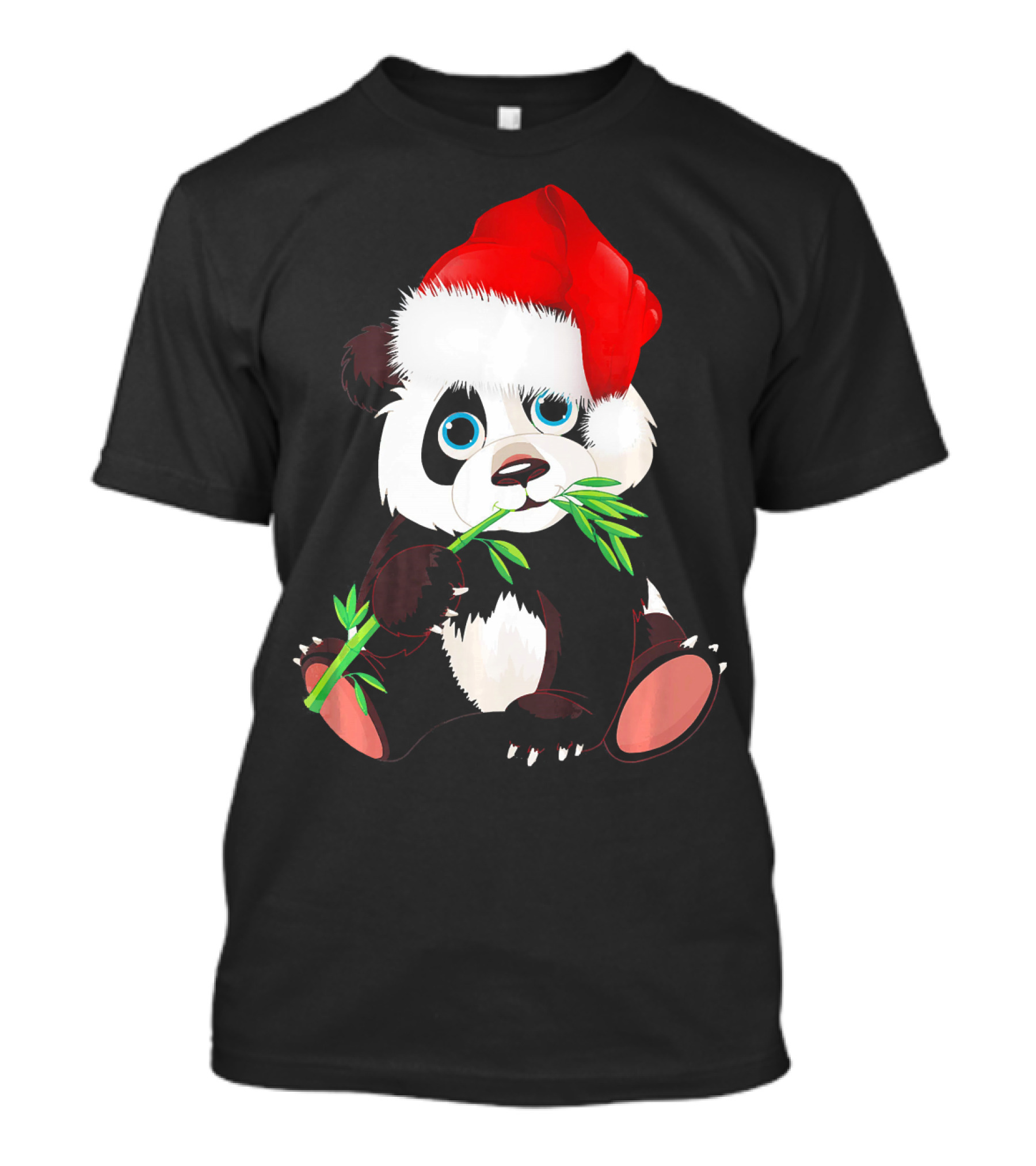 Christmas Panda In Santa Hat Eating Bamboo T-Shirt