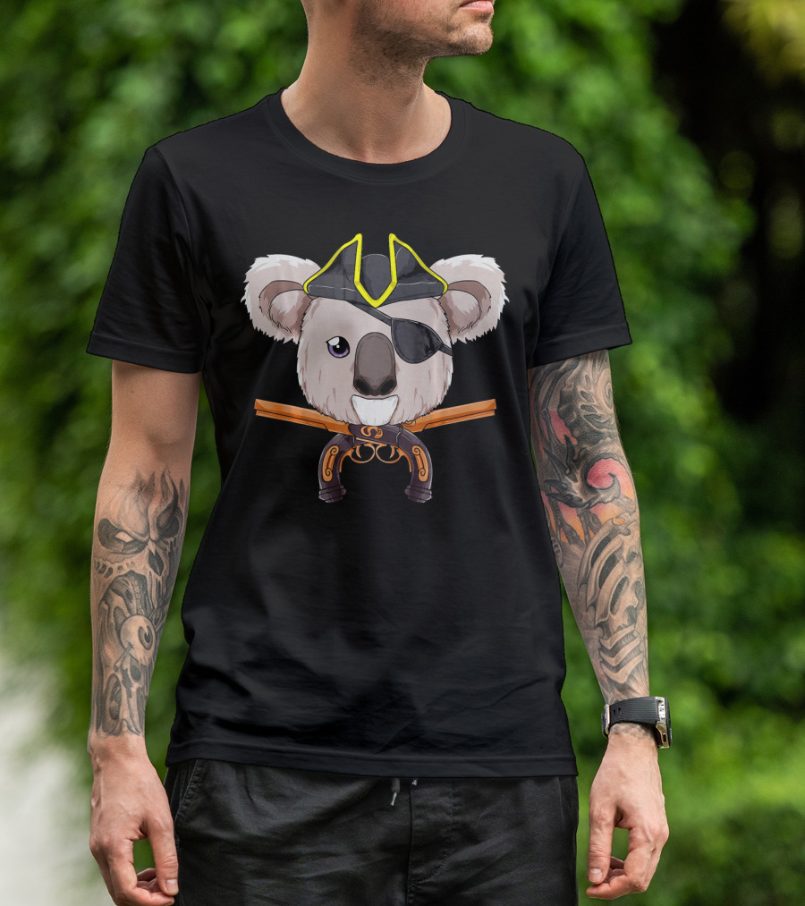 Pirate Koala Bear Jolly Roger With Crossed Pistols Funny Hall T-Shirt