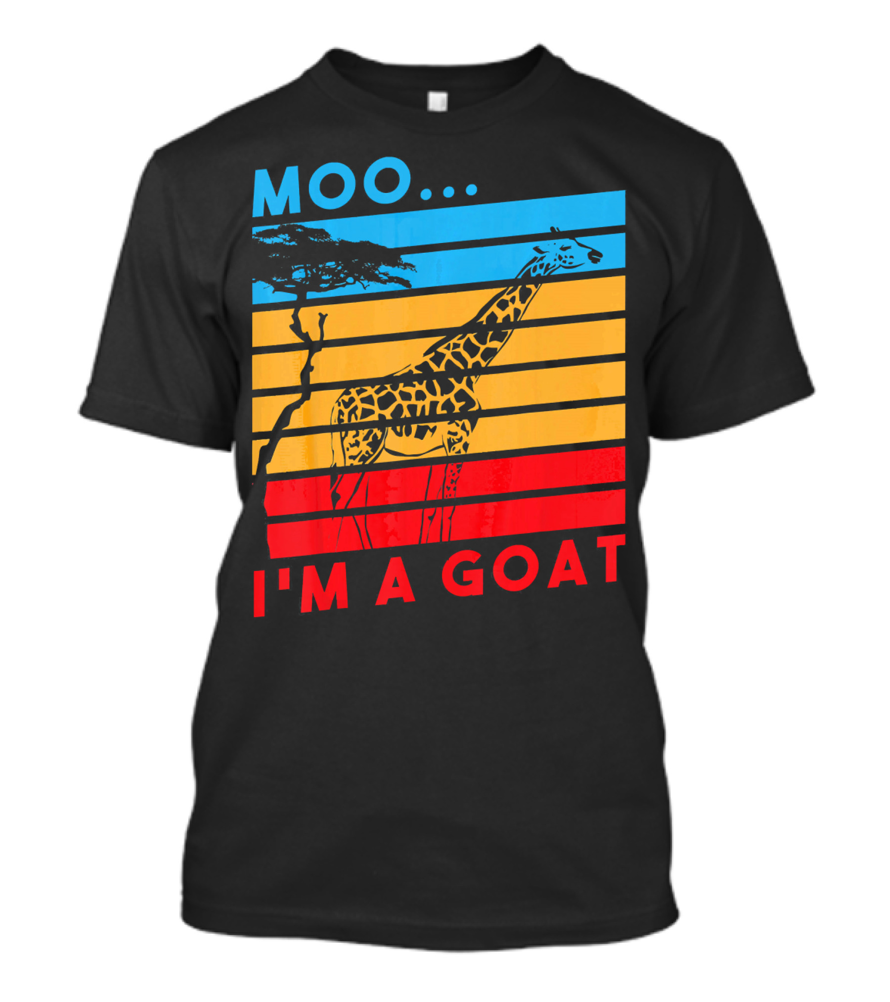 Moo I'm A Goat Funny Giraffe Farm Retro Stripe T-Shirt