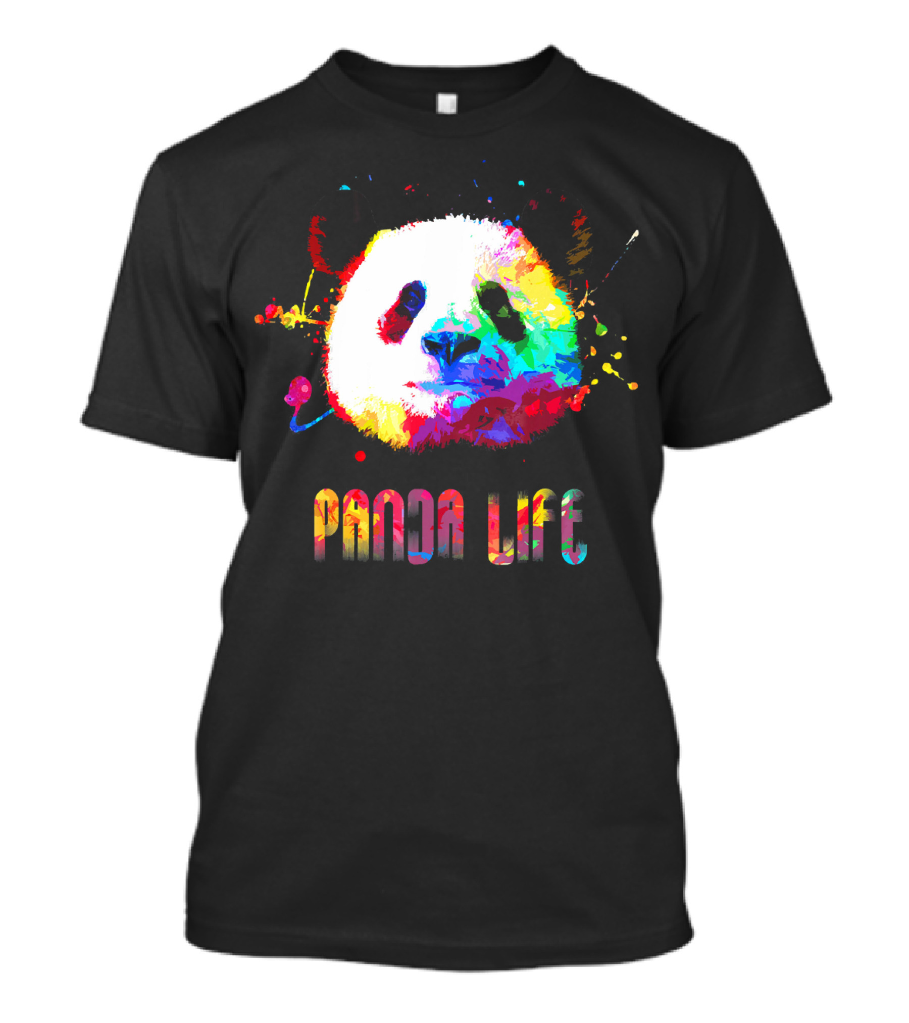 Panda Life Rainbow Watercolor Bright T-Shirt