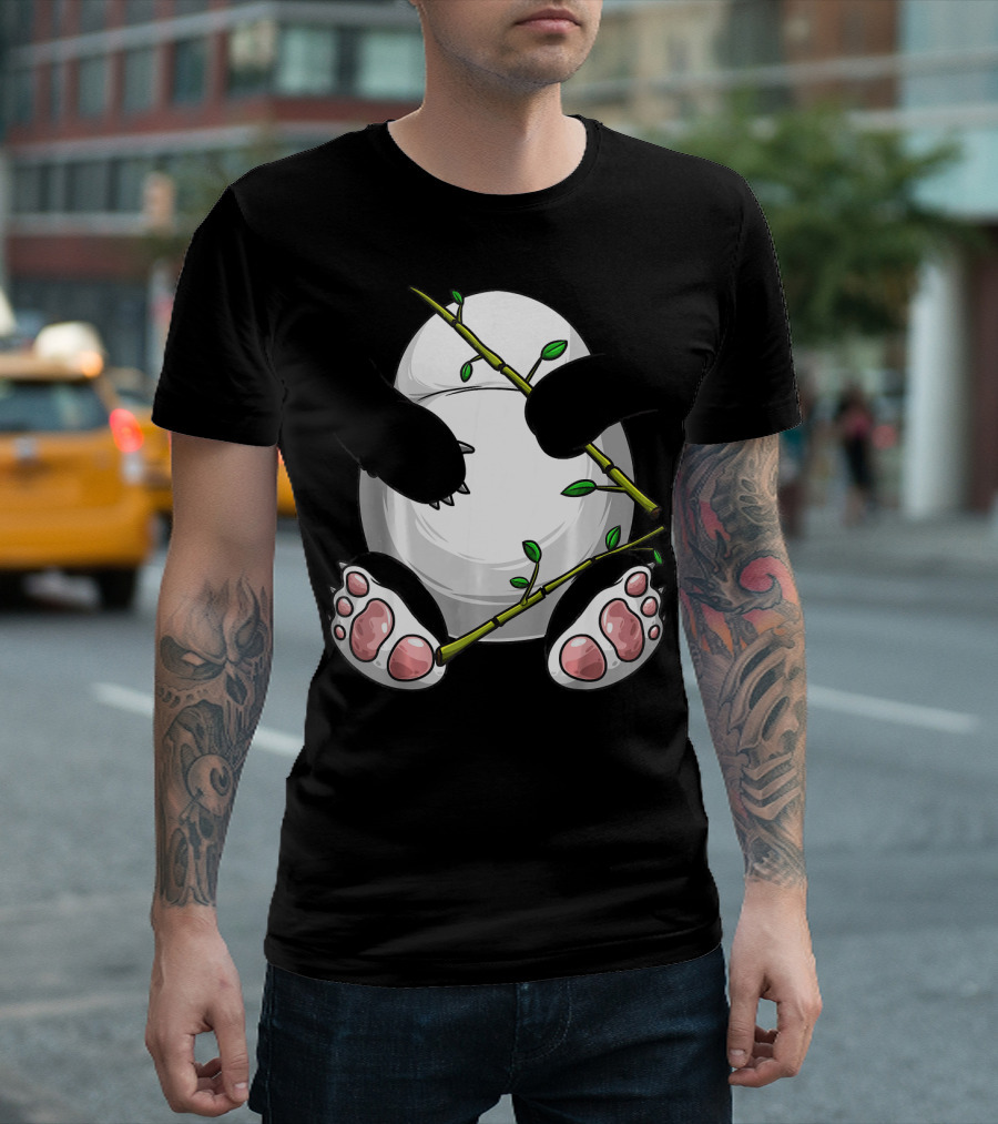 Panda Halloween Costume Cute Bear with Bamboo Twig T-Shirt