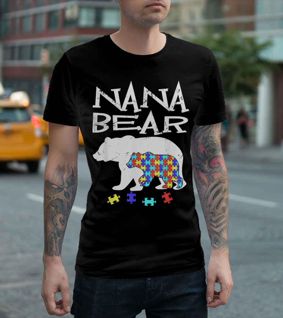 Nana Bear Autism Awareness Puzzle T-Shirt