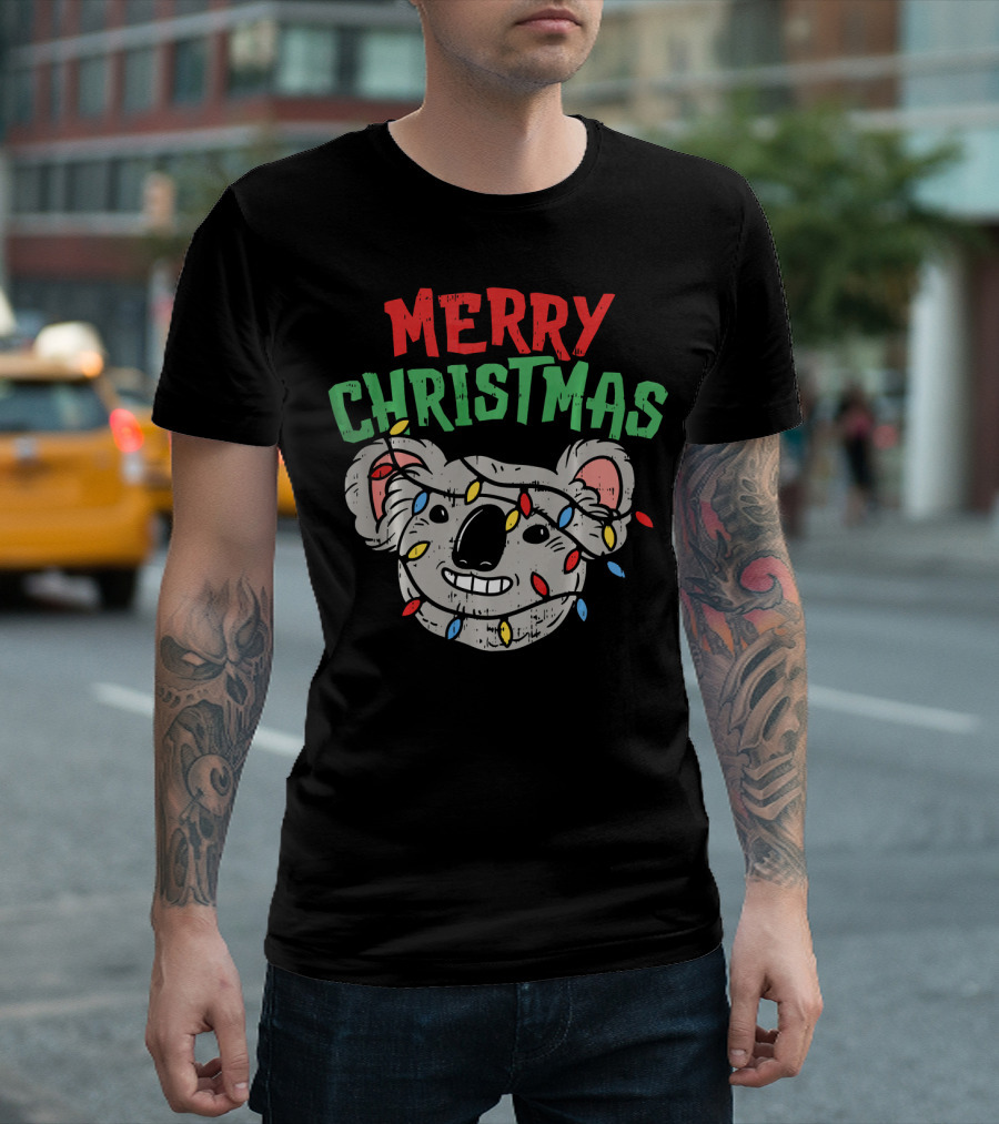 Merry Christmas Koala Funny Australia Holiday Lights T-Shirt