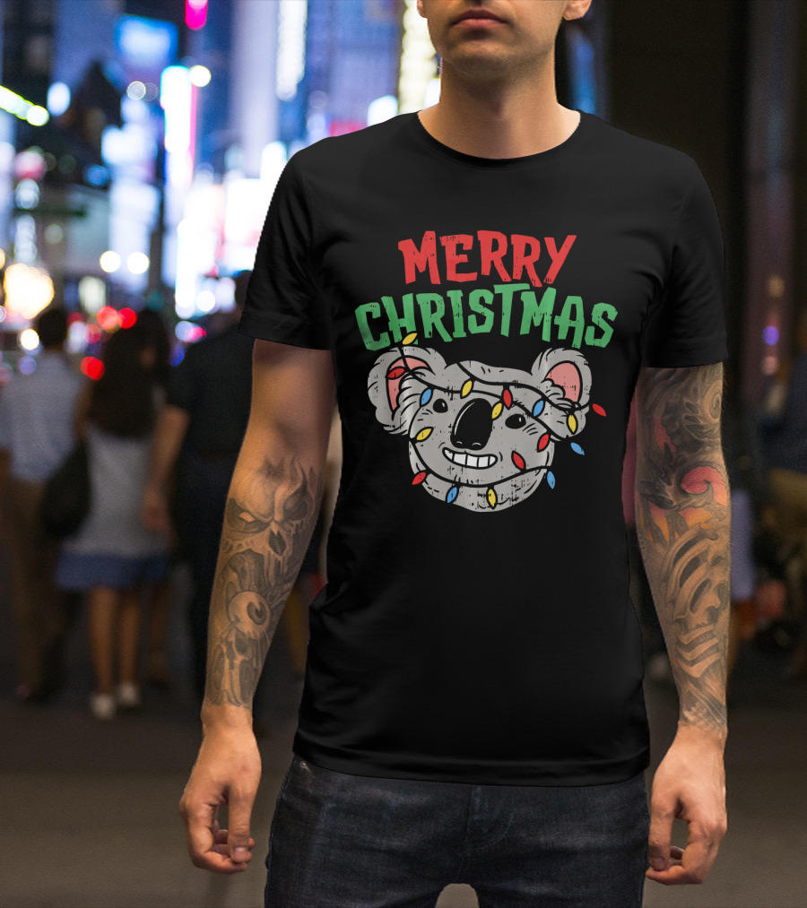 Merry Christmas Koala Funny Australia Holiday Lights T-Shirt