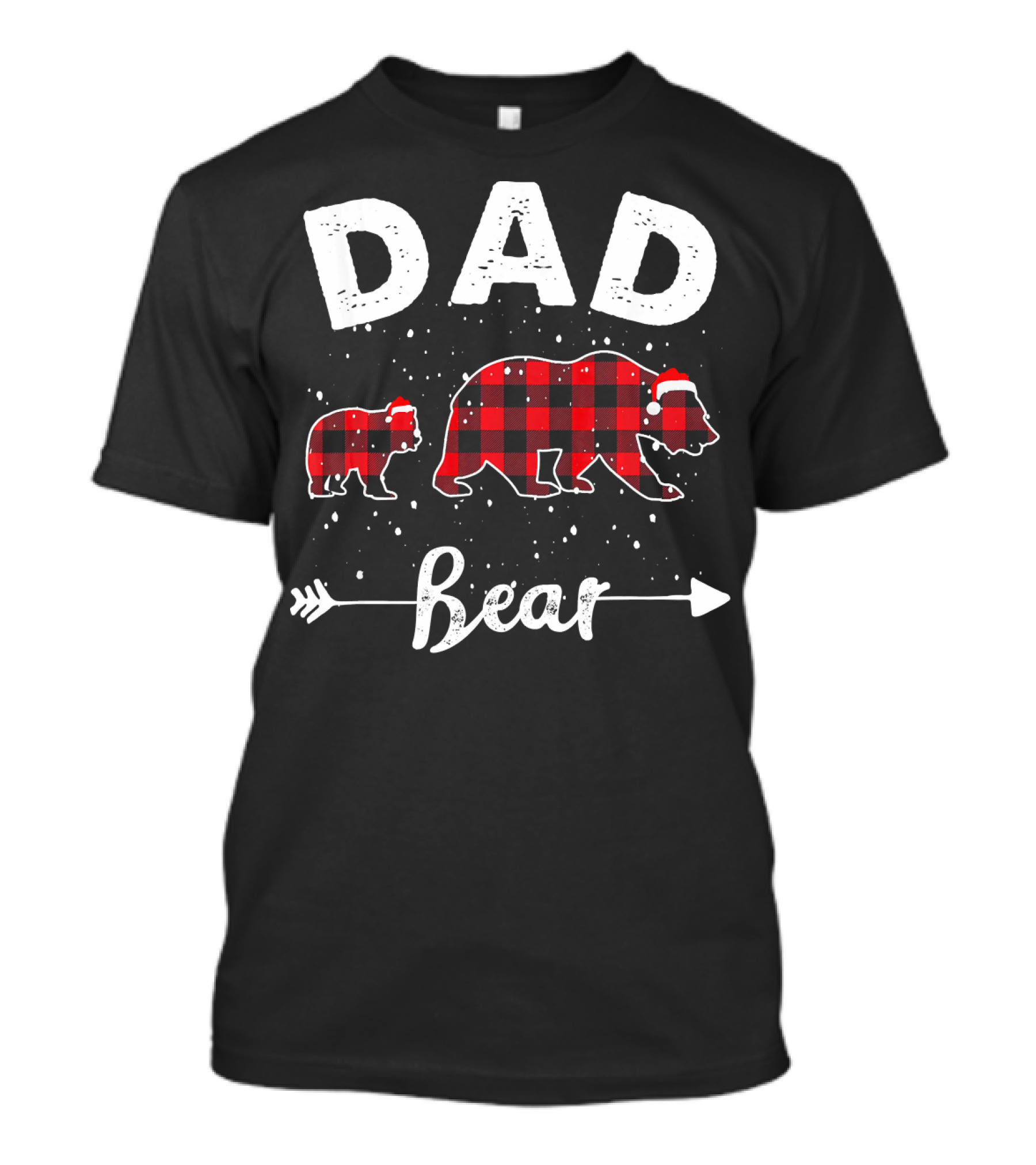 Dad Bear Red Plaid Buffalo Matching Family Holiday T-Shirt