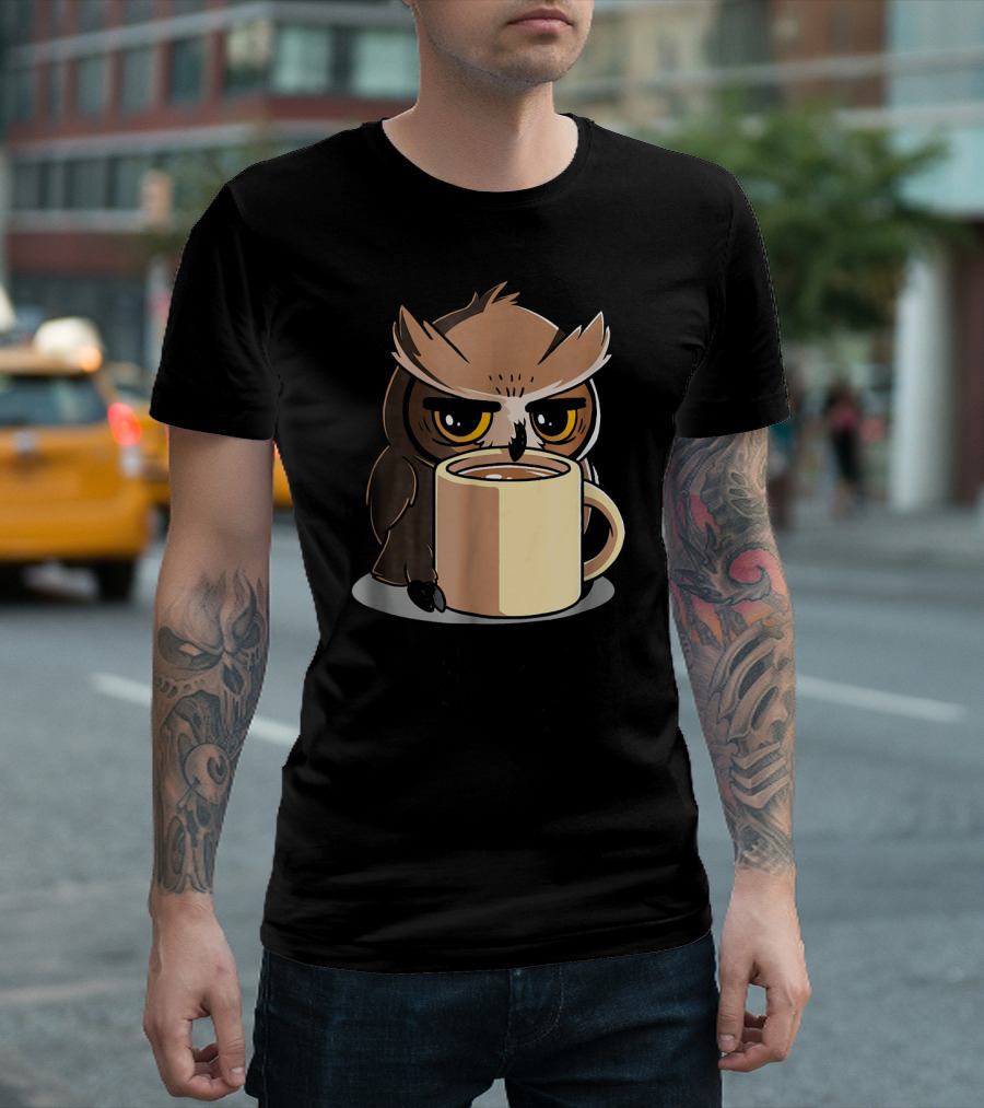 Night Owl Coffee Cup Expression T-Shirt