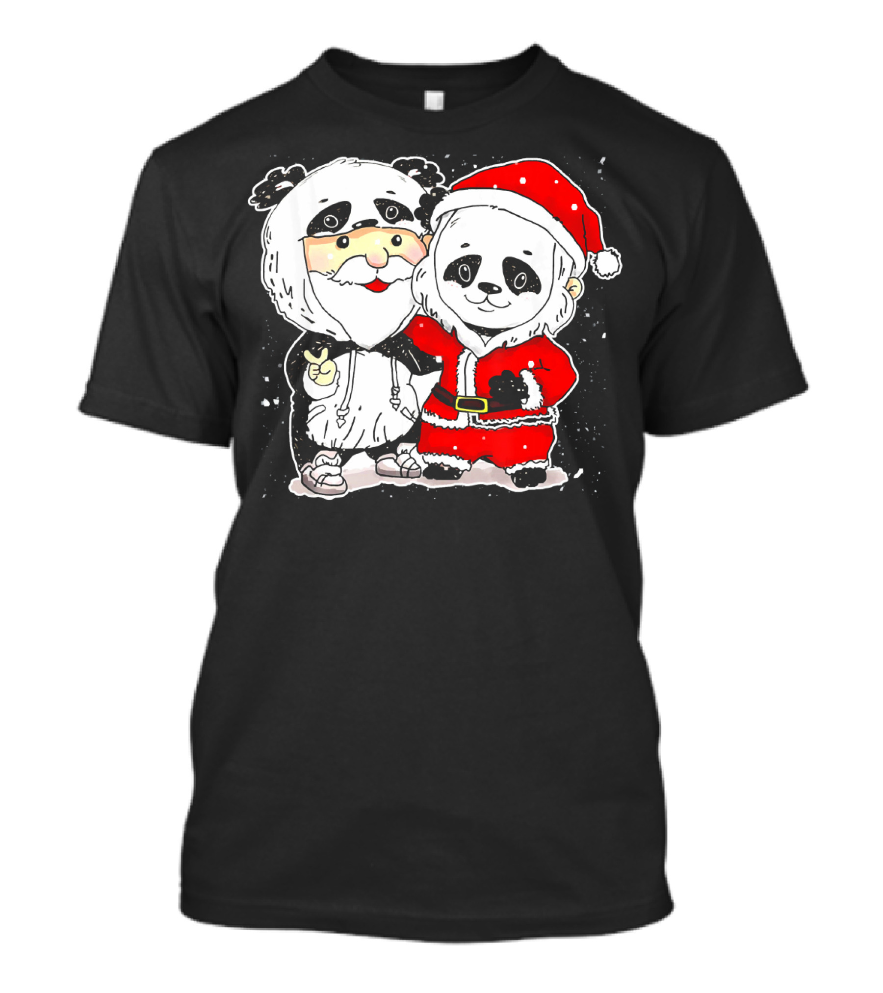 Panda Dressed As Santa Claus Christmas Crewneck T-Shirt