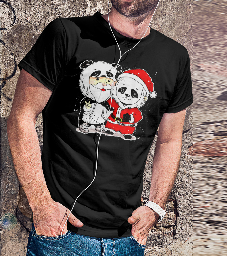 Panda Dressed As Santa Claus Christmas Crewneck T-Shirt
