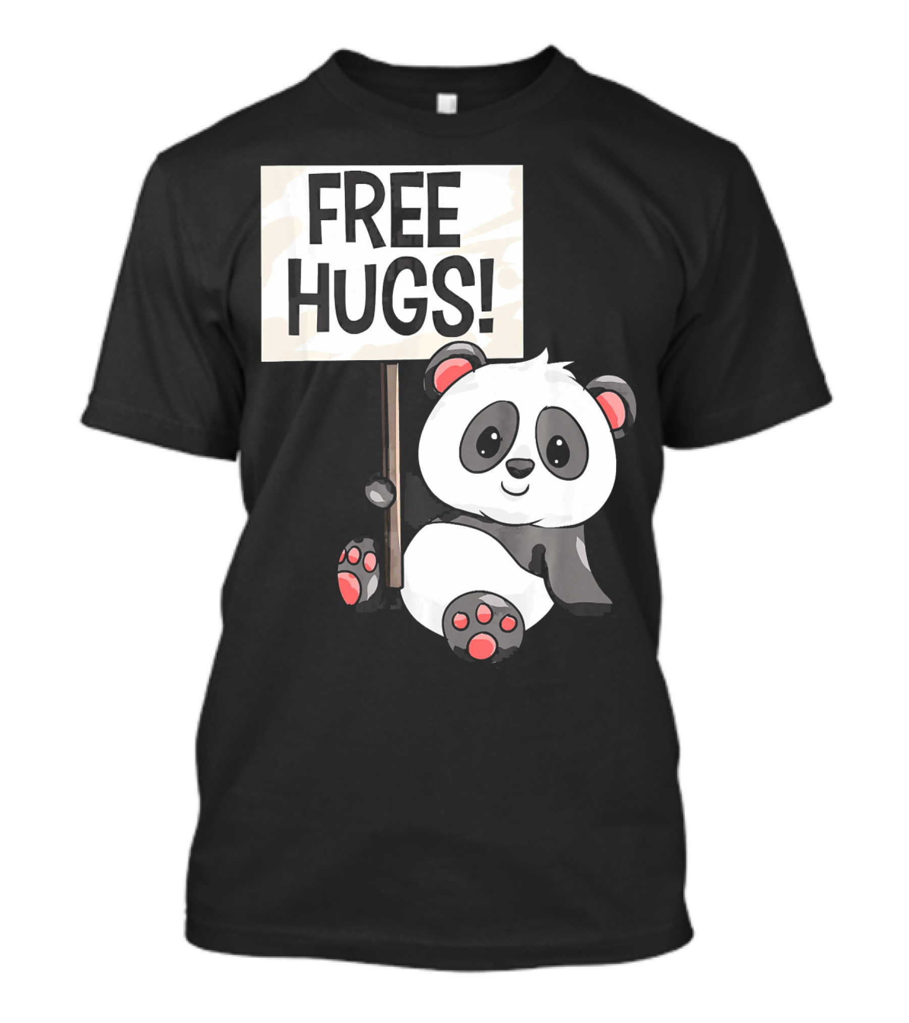 Free Hugs Cute Panda Bear With Sign T-Shirt