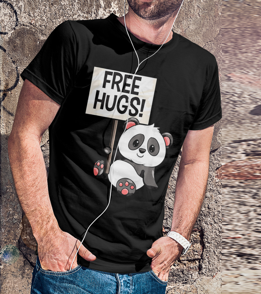 Free Hugs Cute Panda Bear With Sign T-Shirt