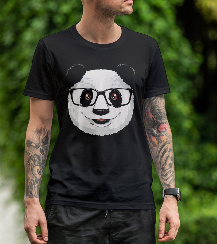 Nerd Panda With Glasses For Panda Lovers T-Shirt