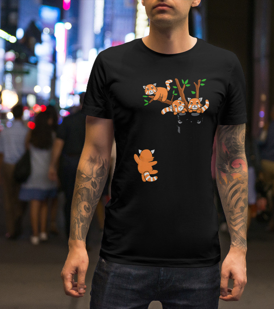 Panda Family Lazy Red Pandas In Tree T-Shirt