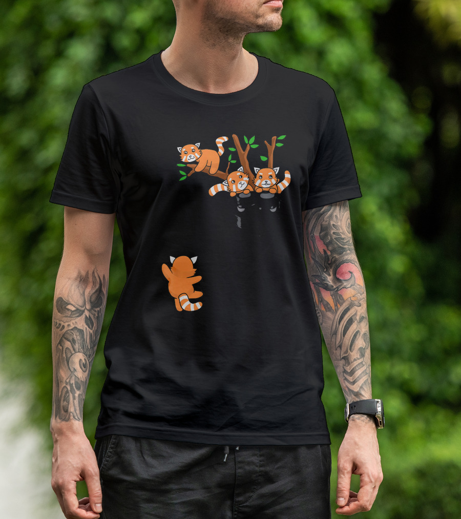 Panda Family Lazy Red Pandas In Tree T-Shirt