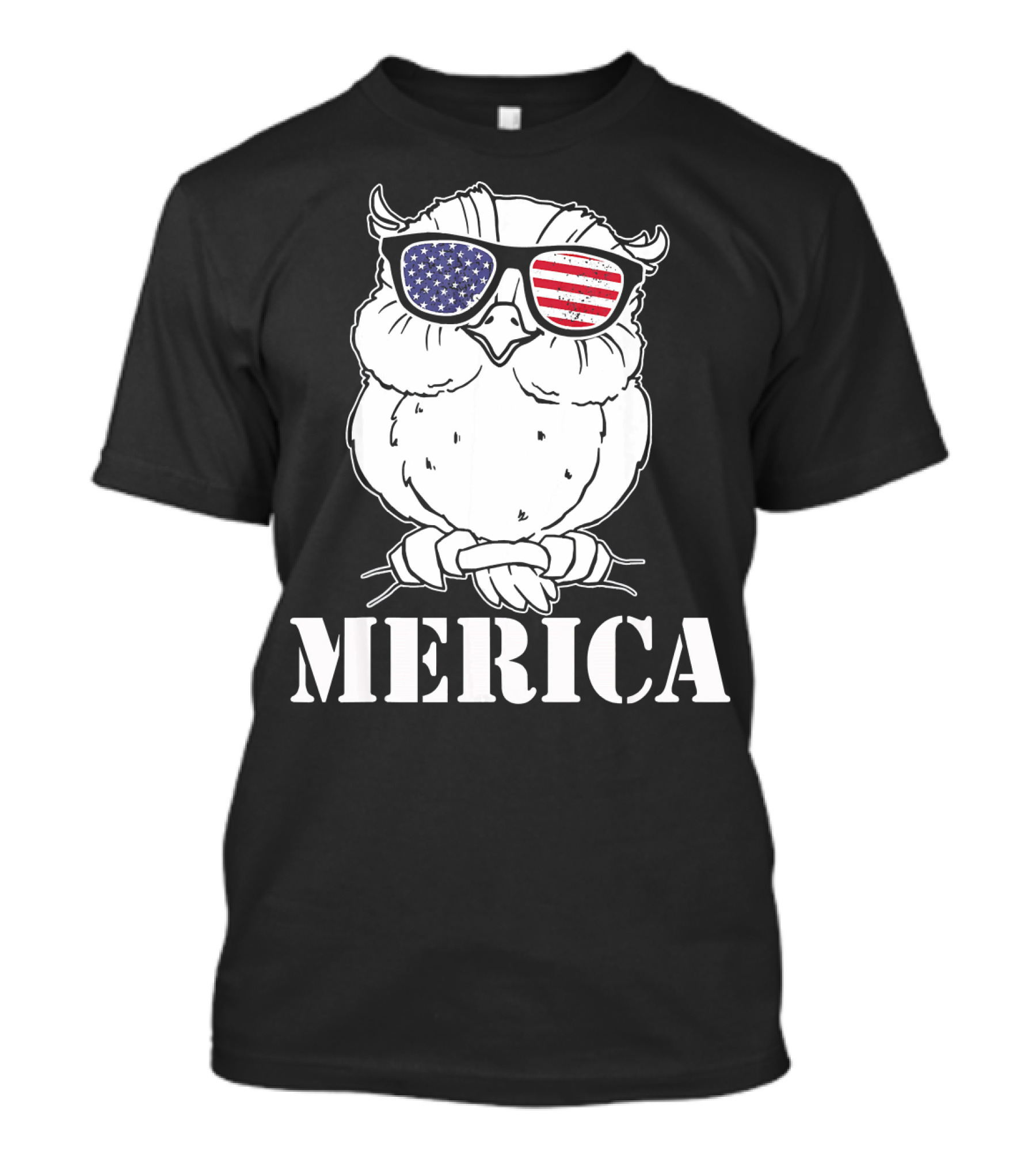Patriotic Owl Merica American Flag Sunglasses 4th Of July T-Shirt