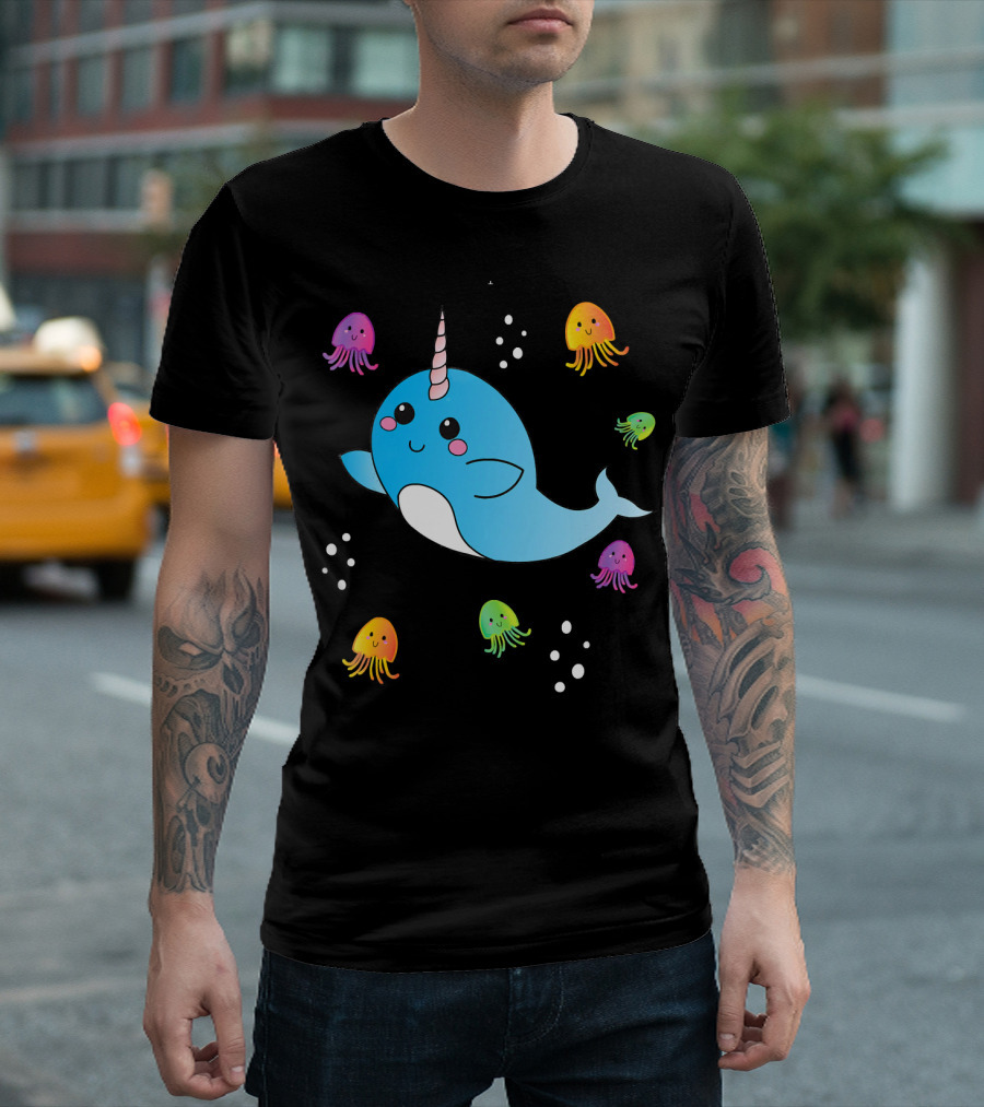 Narwhal Jelly Fish Cute Unique Unicorn Ocean Creatures T-Shirt