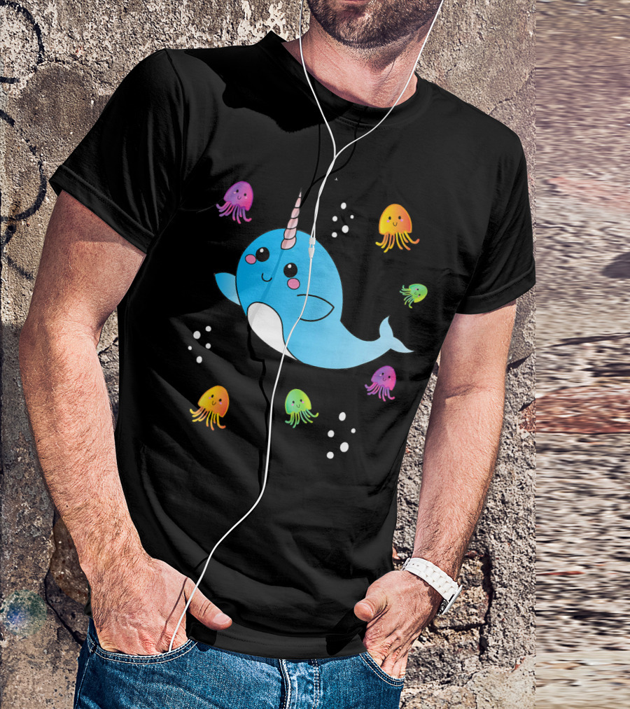 Narwhal Jelly Fish Cute Unique Unicorn Ocean Creatures T-Shirt