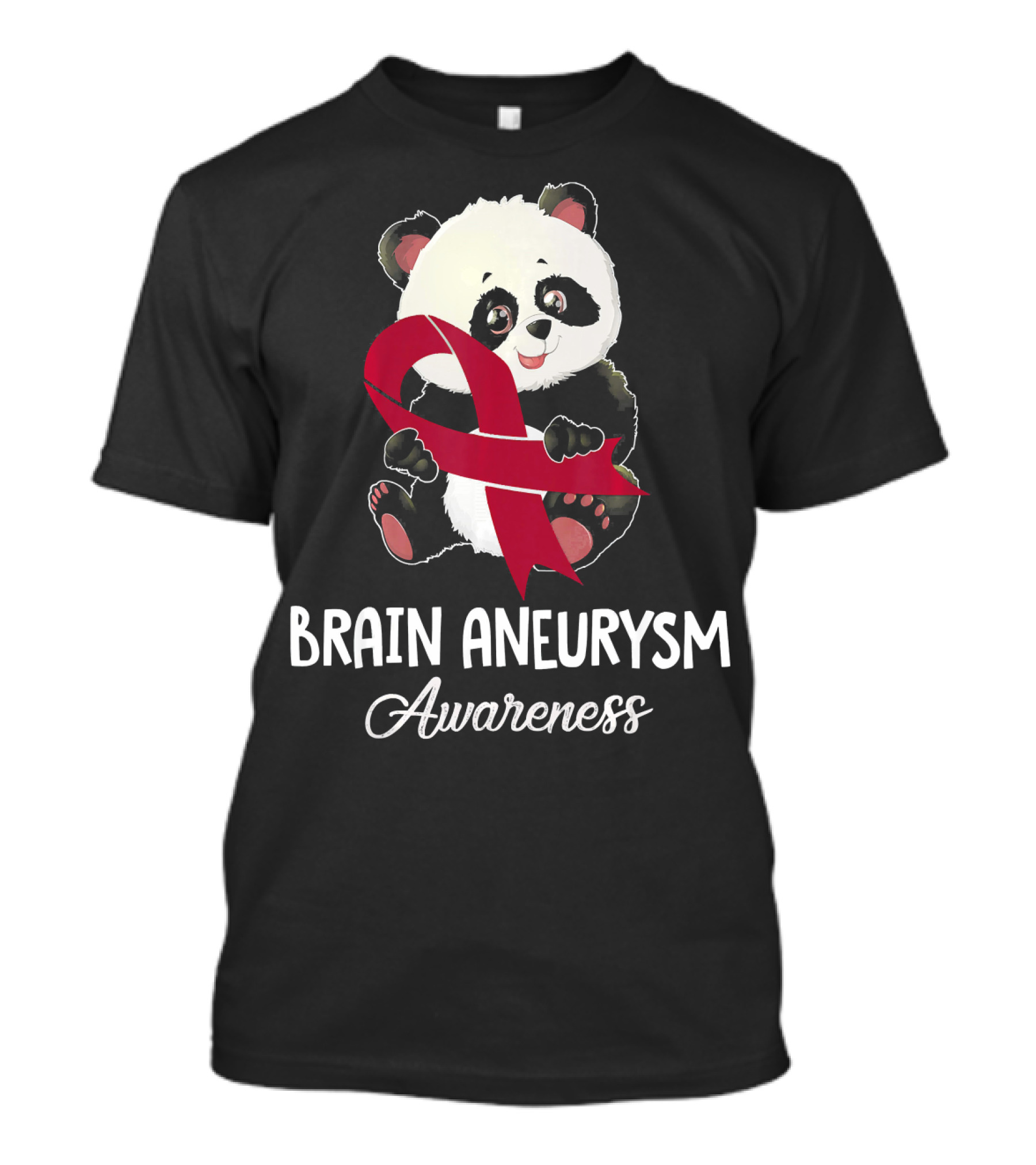 Panda Brain Aneurysm Awareness Burgundy T-Shirt
