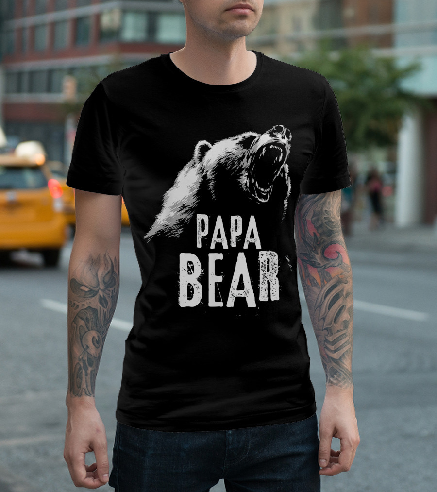 Papa Bear Roaring Best Dad T-Shirt