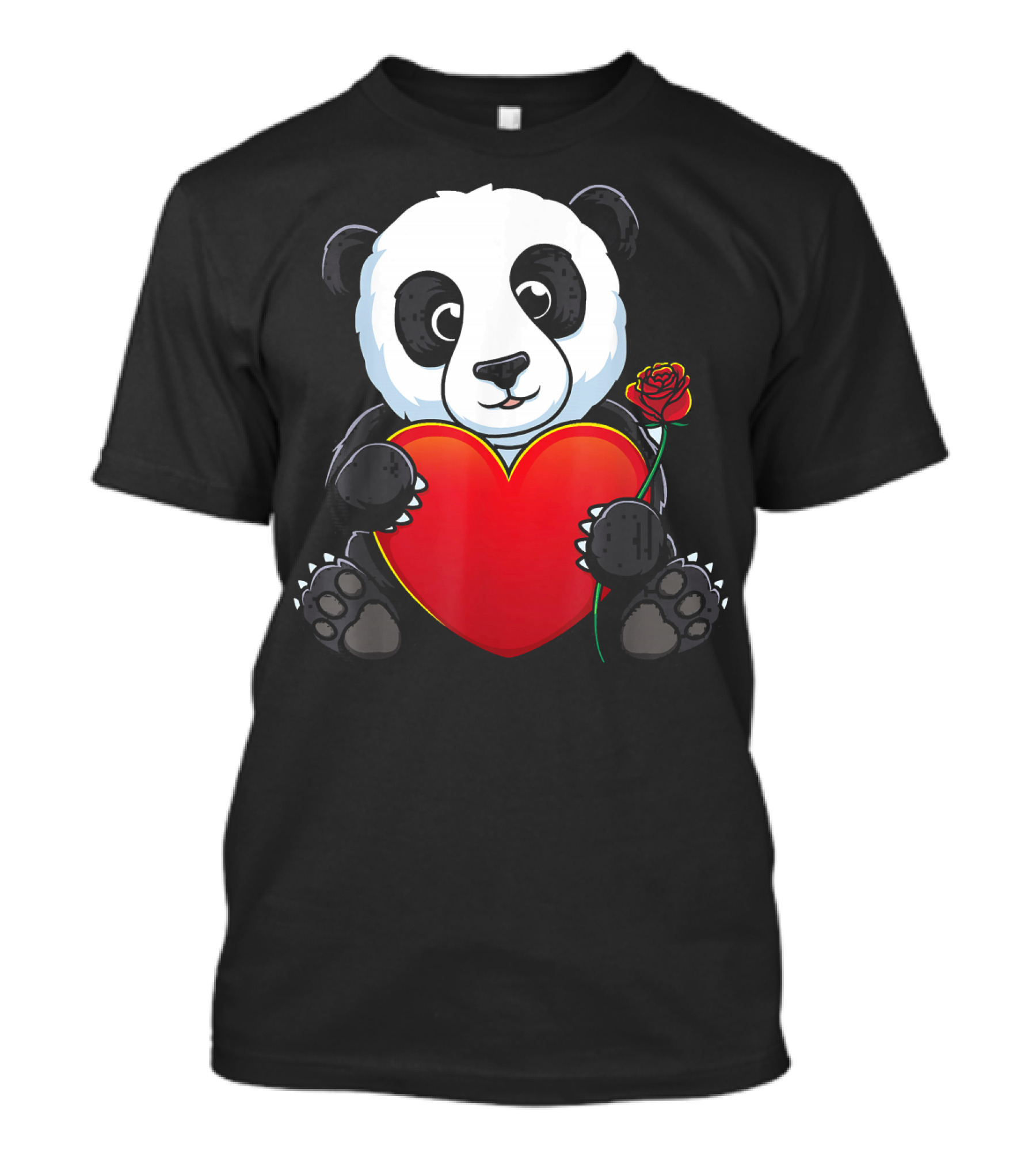 Panda Valentines Day Panda Bear Love Heart Rose T-Shirt