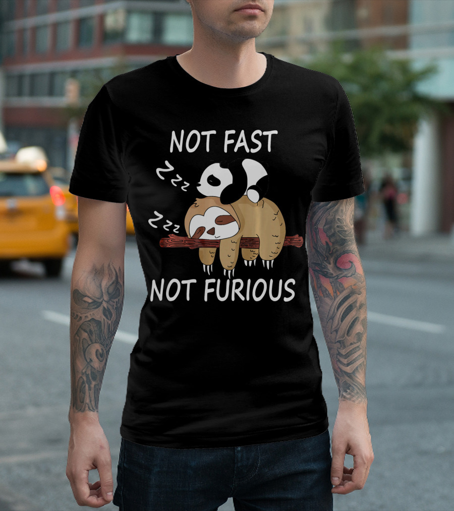 Not Fast Not Furious Sleeping Panda And Sloth Zzz T-Shirt