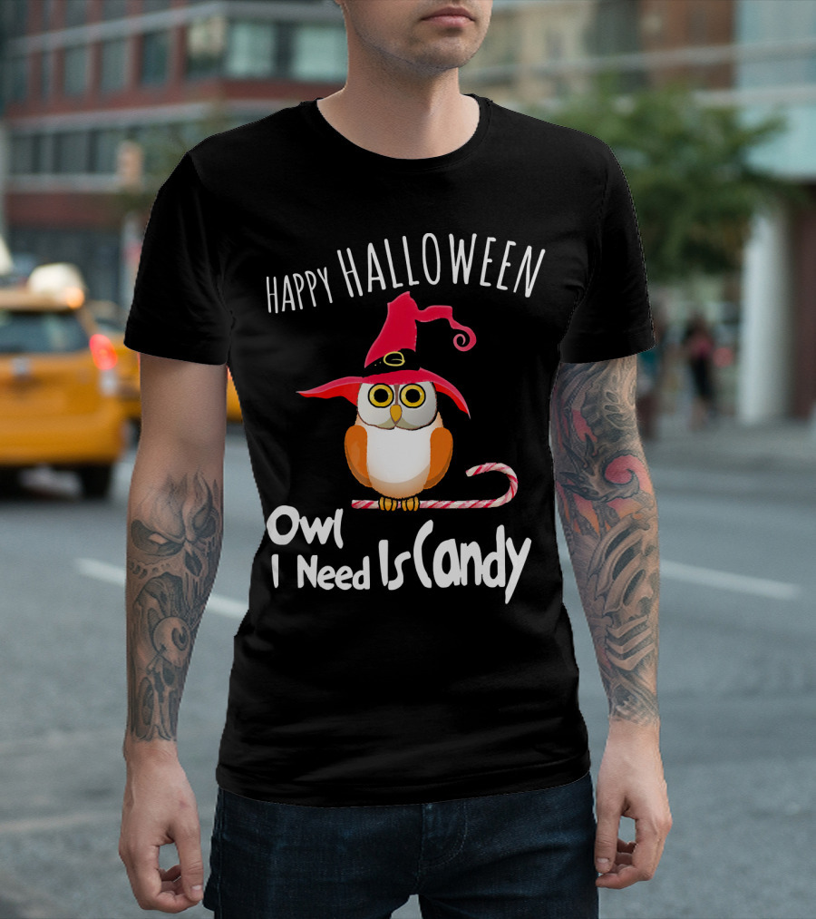 Happy Halloween Owl I Need Is Candy T-Shirt