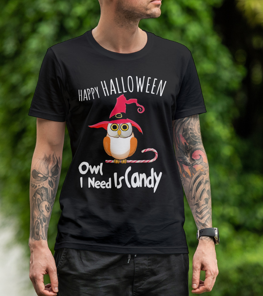 Happy Halloween Owl I Need Is Candy T-Shirt