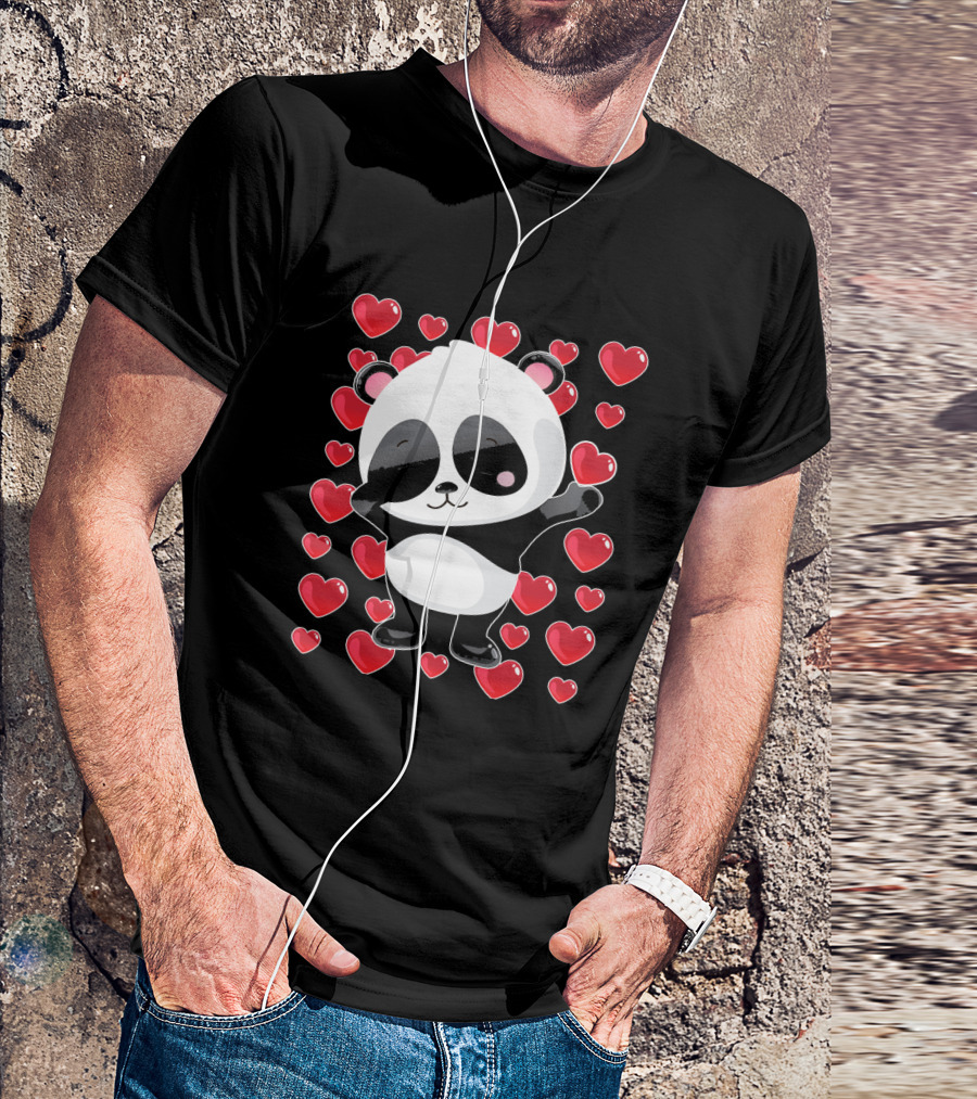Panda Valentines Day Hearts T-Shirt
