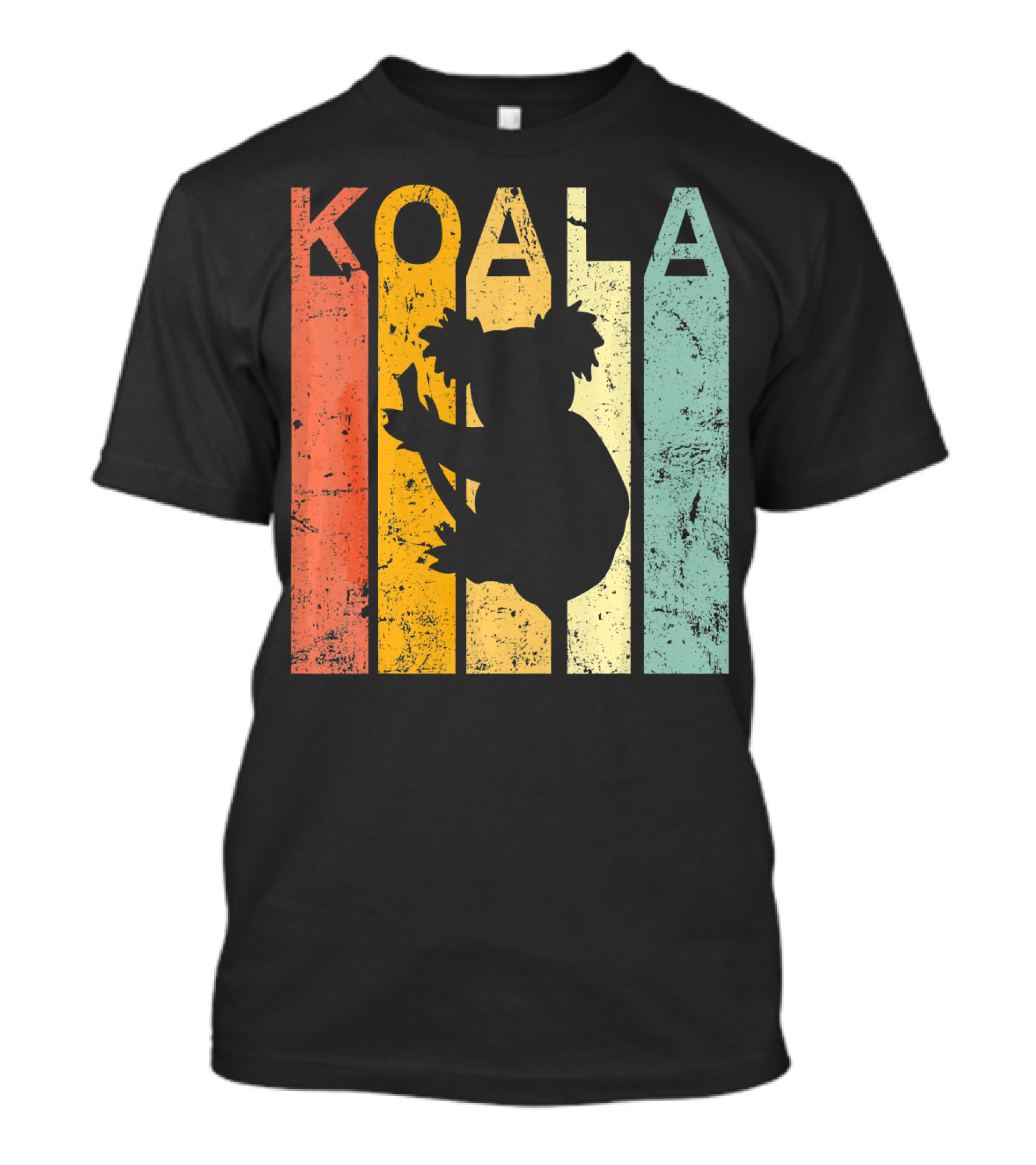Retro Vintage Koala Silhouette With Rainbow Stripes T-Shirt