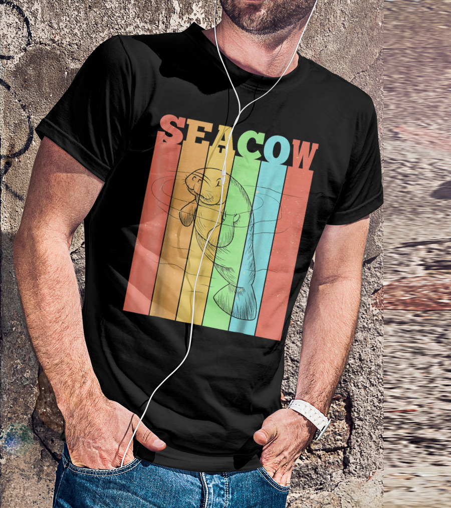 SEACOW Old Vintage Stripes Manatee T-Shirt