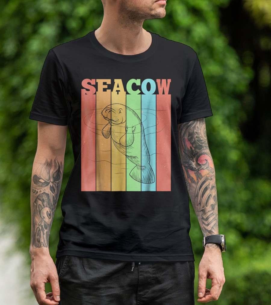 SEACOW Old Vintage Stripes Manatee T-Shirt