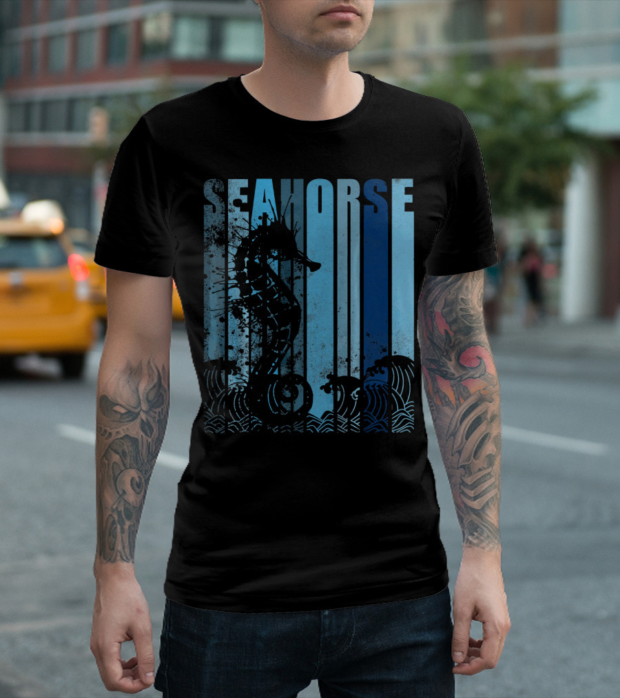 Seahorse Vintage Lover Animal Ocean Waves T-Shirt