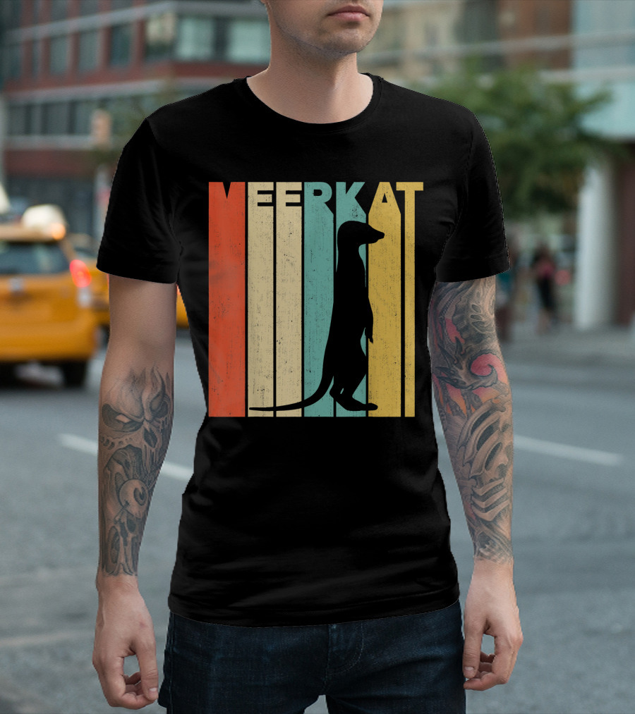 Vintage Retro Meerkat Stripe T-Shirt