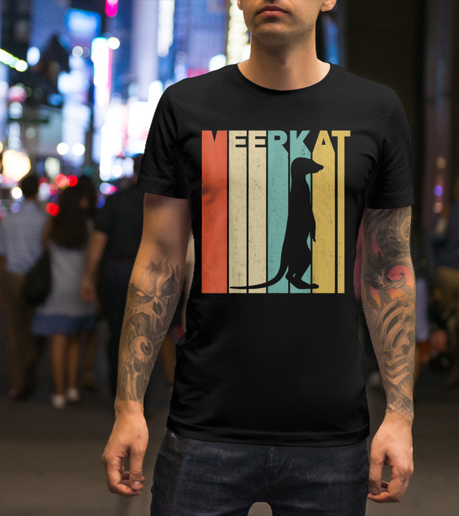 Vintage Retro Meerkat Stripe T-Shirt