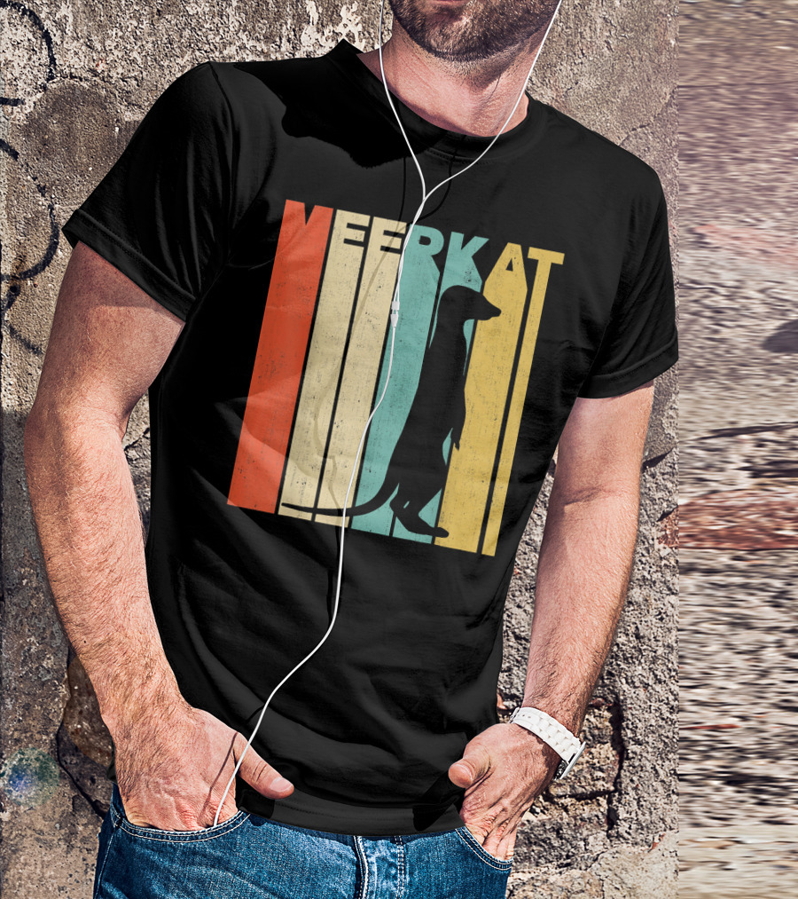 Vintage Retro Meerkat Stripe T-Shirt