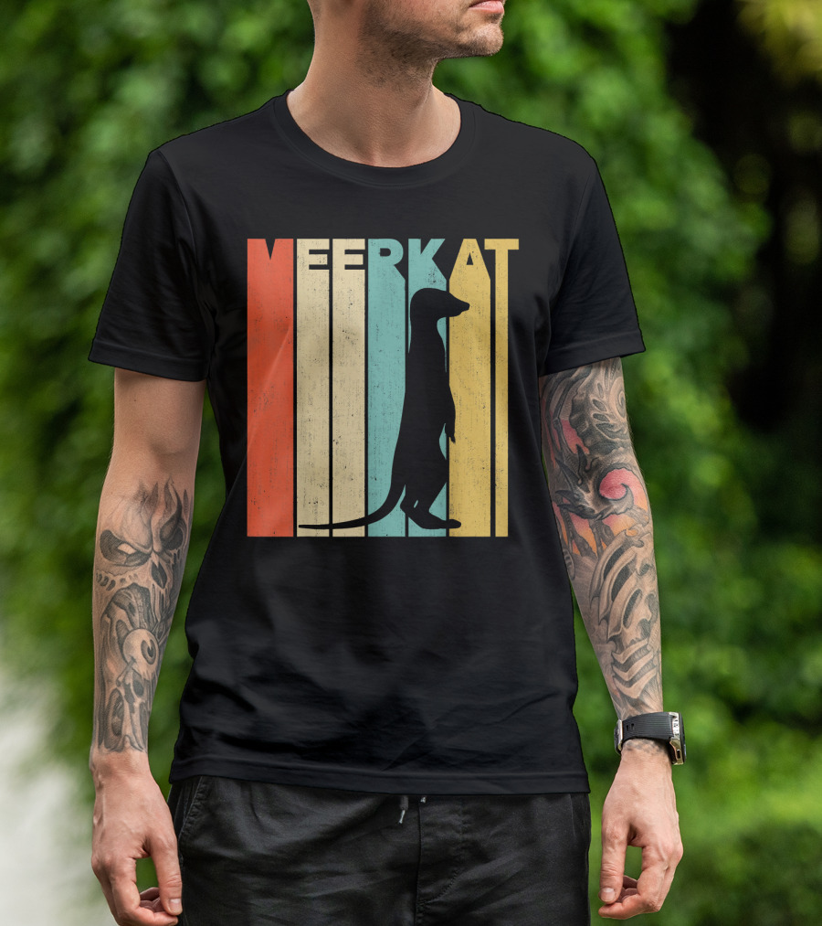 Vintage Retro Meerkat Stripe T-Shirt