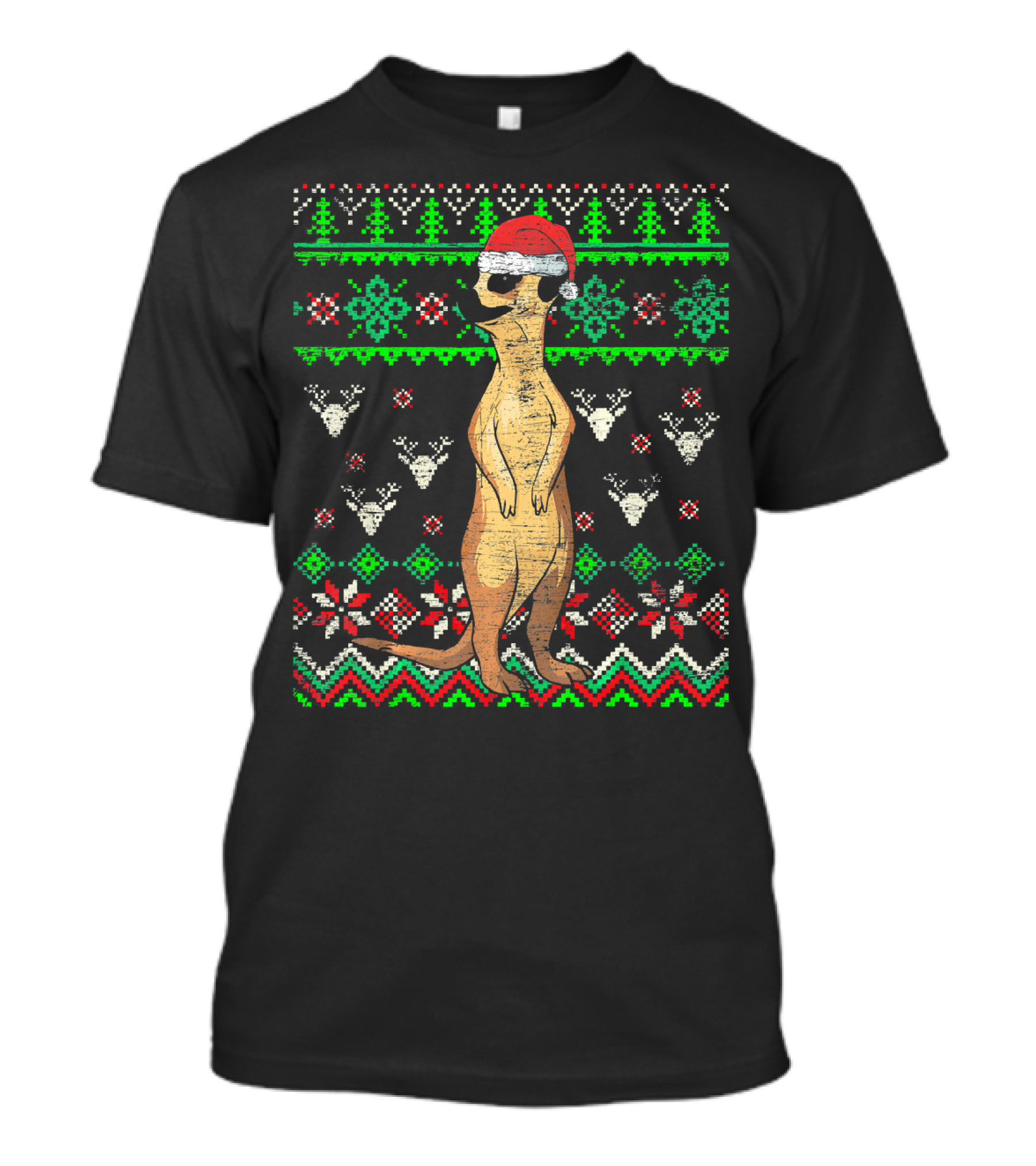 Ugly Christmas Meerkat Santa Hat Holiday T-Shirt