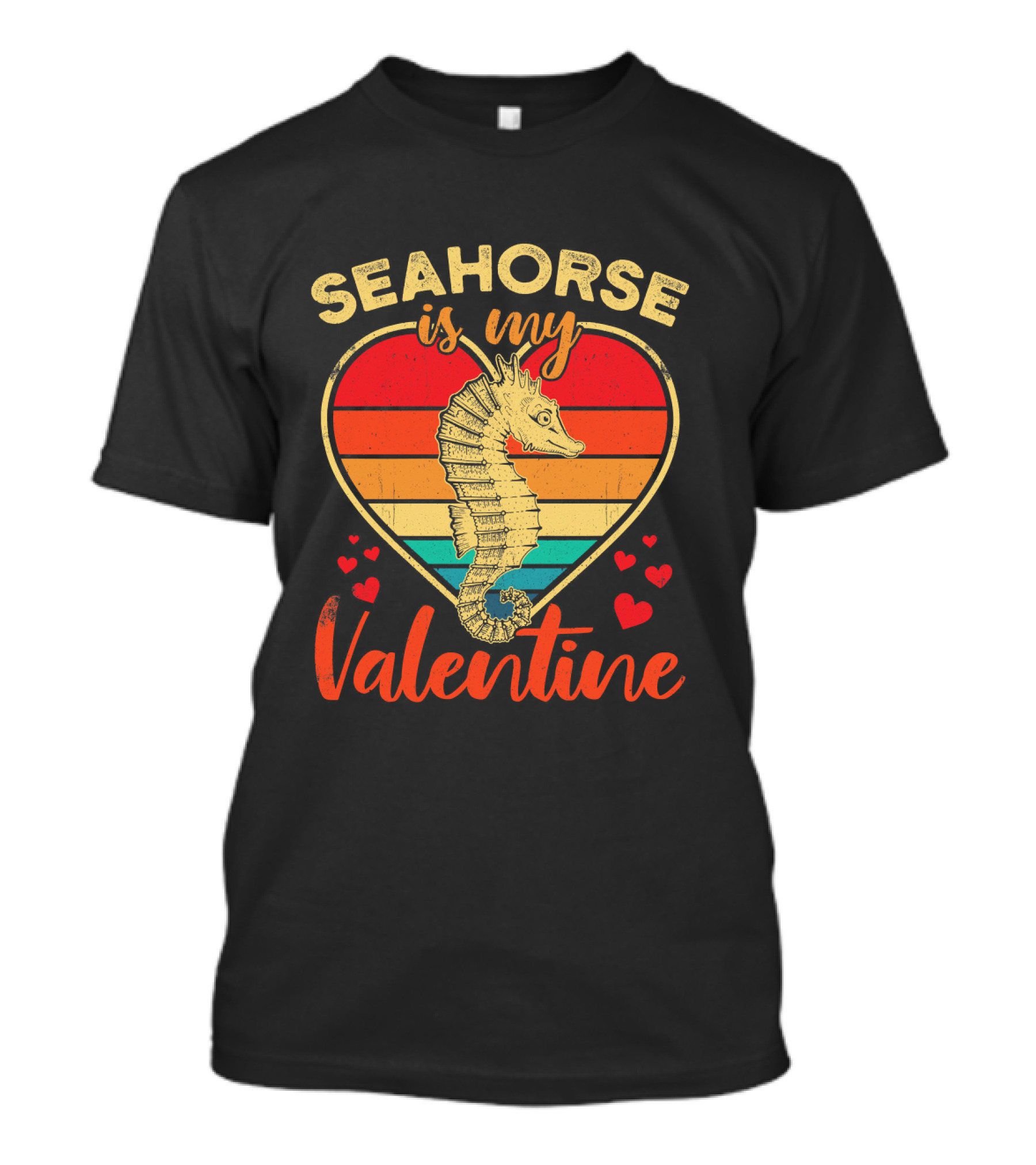 Seahorse Is My Valentine Vintage Heart T-Shirt