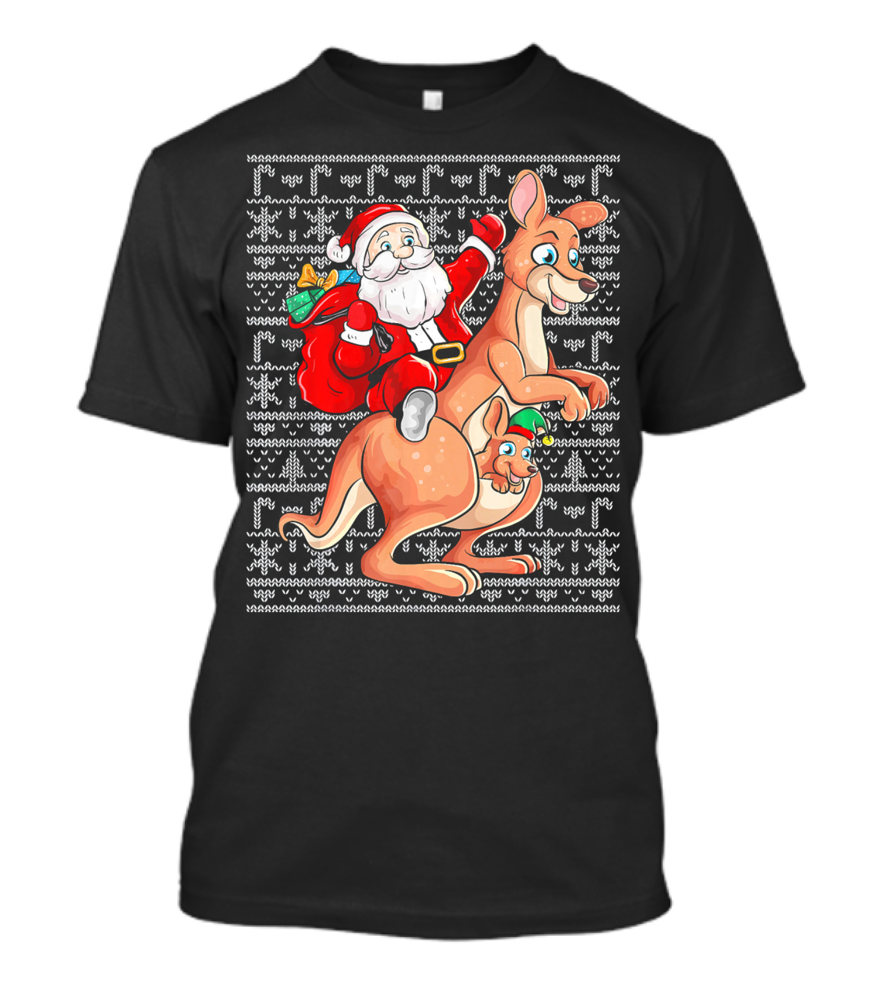 Santa Claus Riding Kangaroo With Christmas Gift In Australia T-Shirt