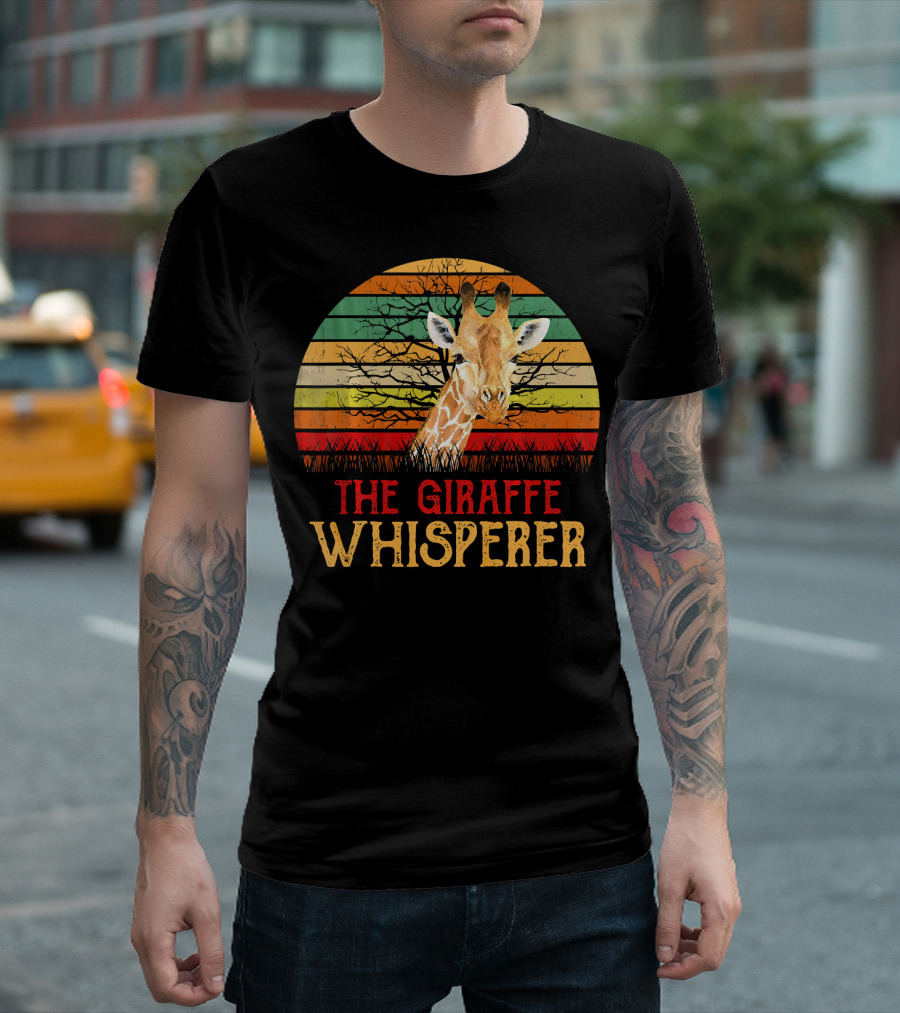 Retro Safari Sunset The Giraffe Whisperer T-Shirt