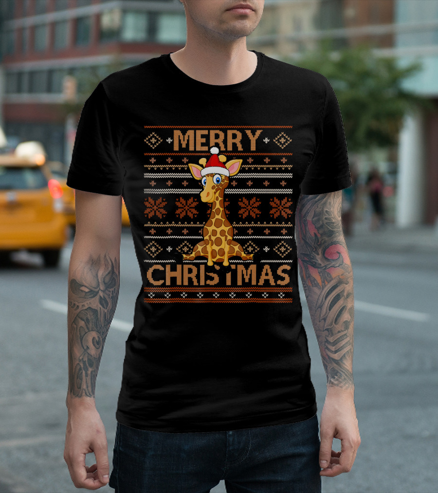 Merry Christmas Santa Giraffe T-Shirt