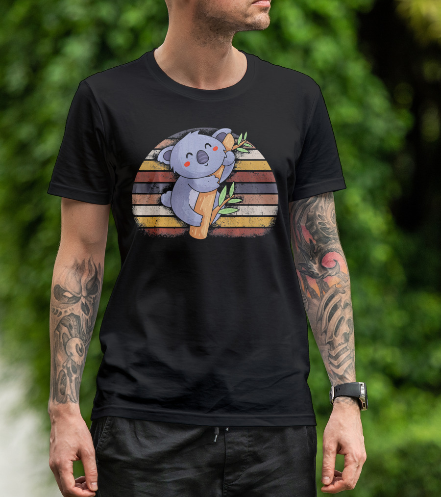 Retro Vintage Koala Lover Stripes T-Shirt