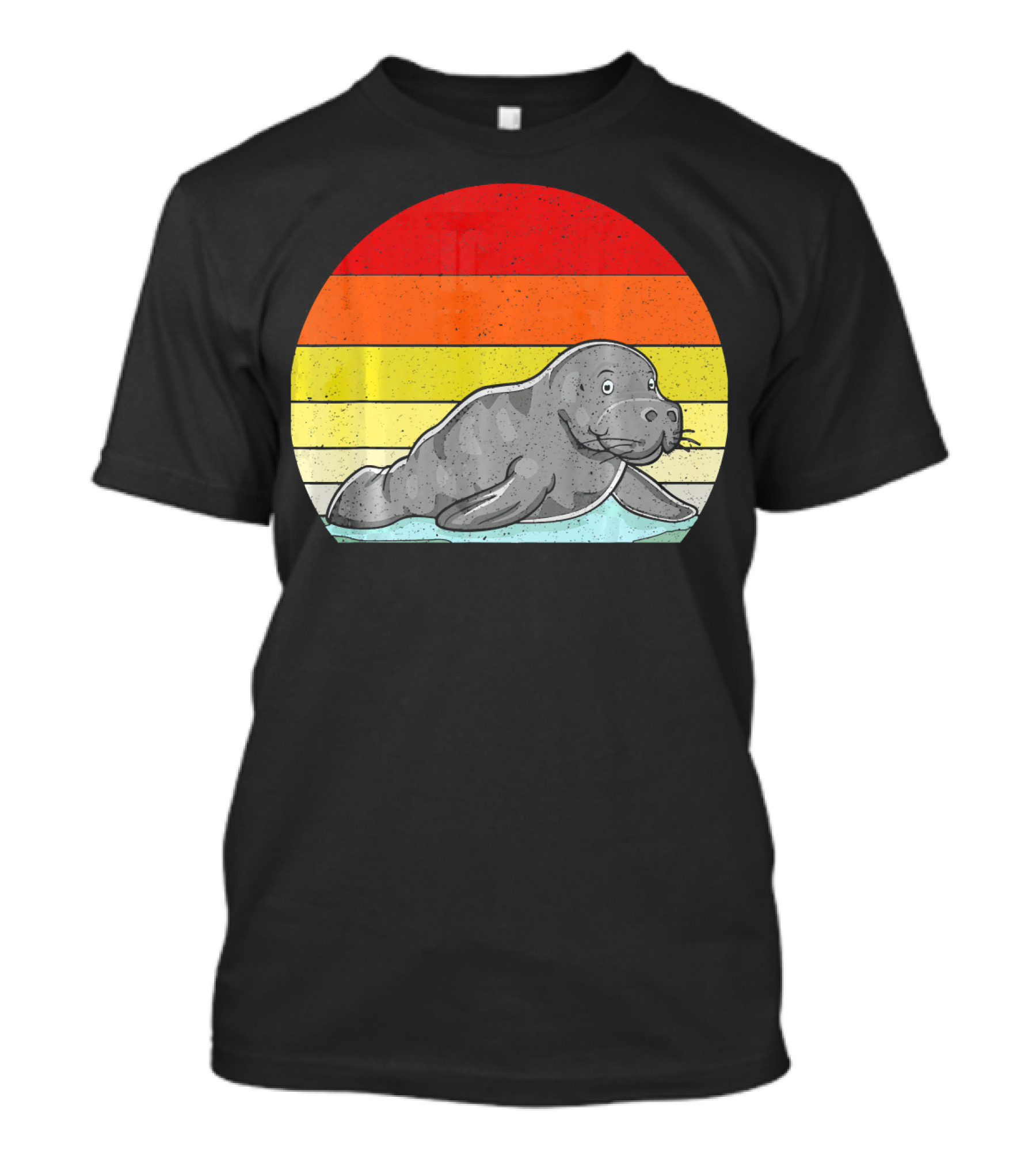 Retro Sunset Manatee Animal Lover Zookeeper T-Shirt