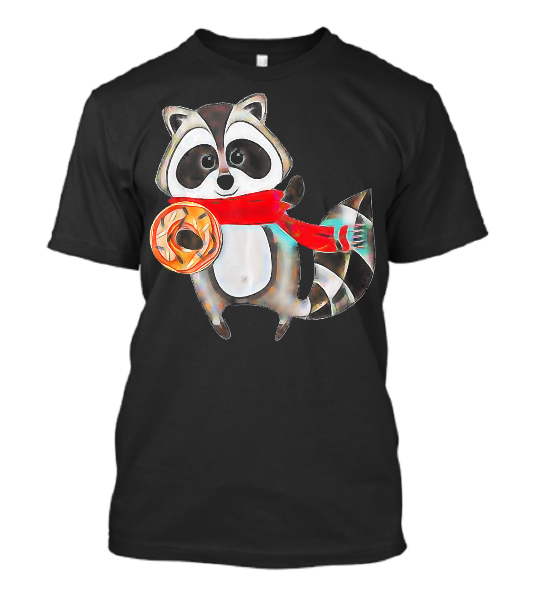 Trash Panda Raccoon With Scarf And Donut T-Shirt