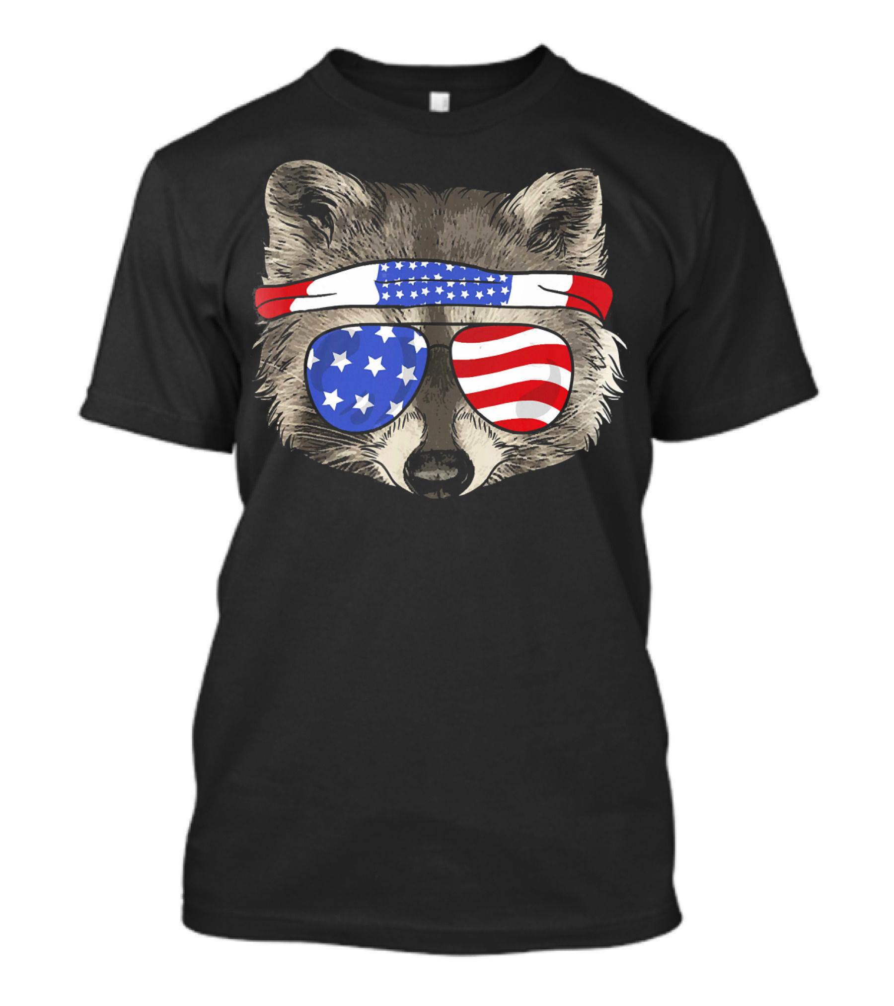 USA Patriotic Raccoon Stars And Stripes Sunglasses July T-Shirt