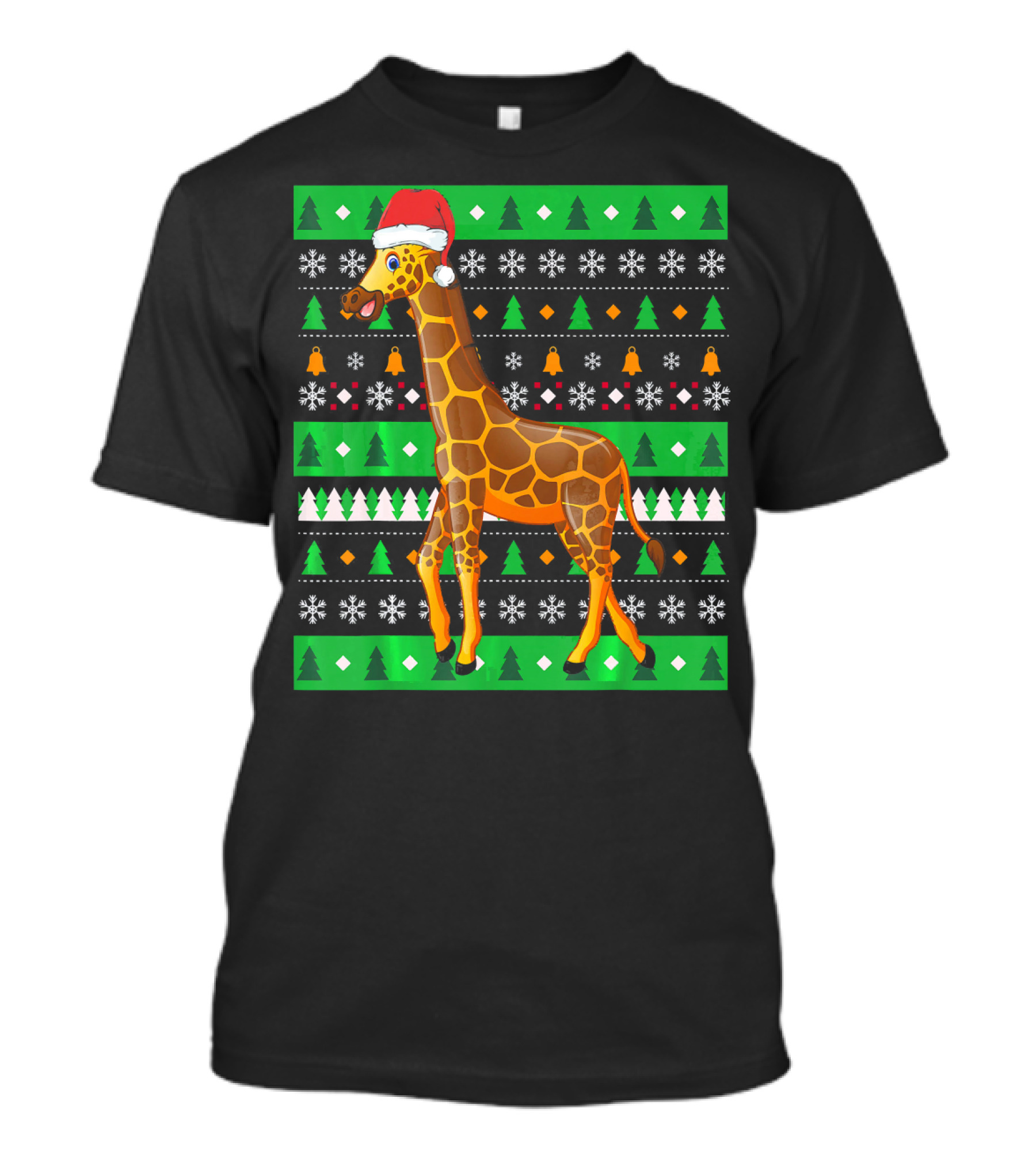 Zookeeper Africa Animal Giraffe Santa Christmas T-Shirt