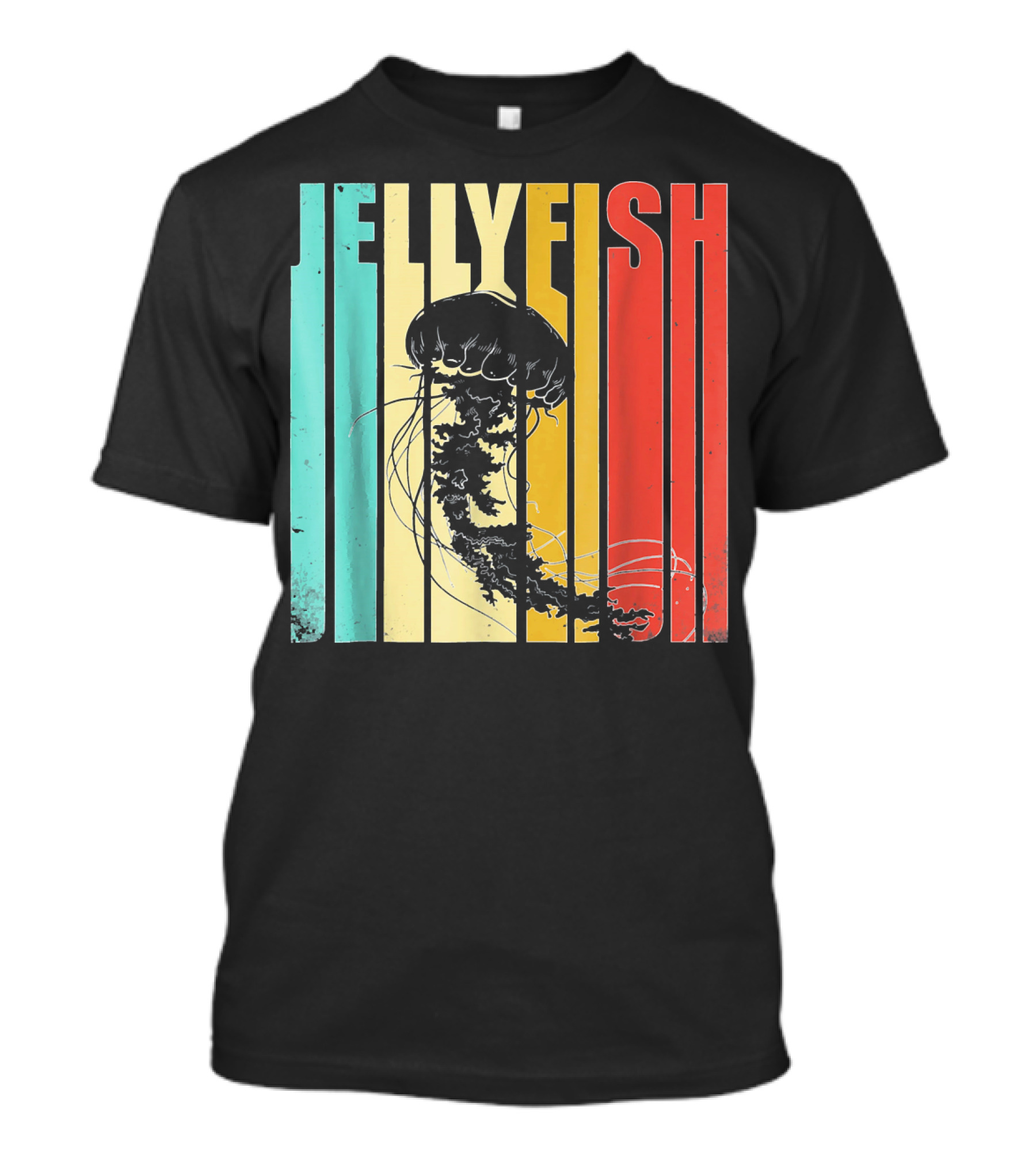 Jellyfish Vintage Retro Style Stripes T-Shirt