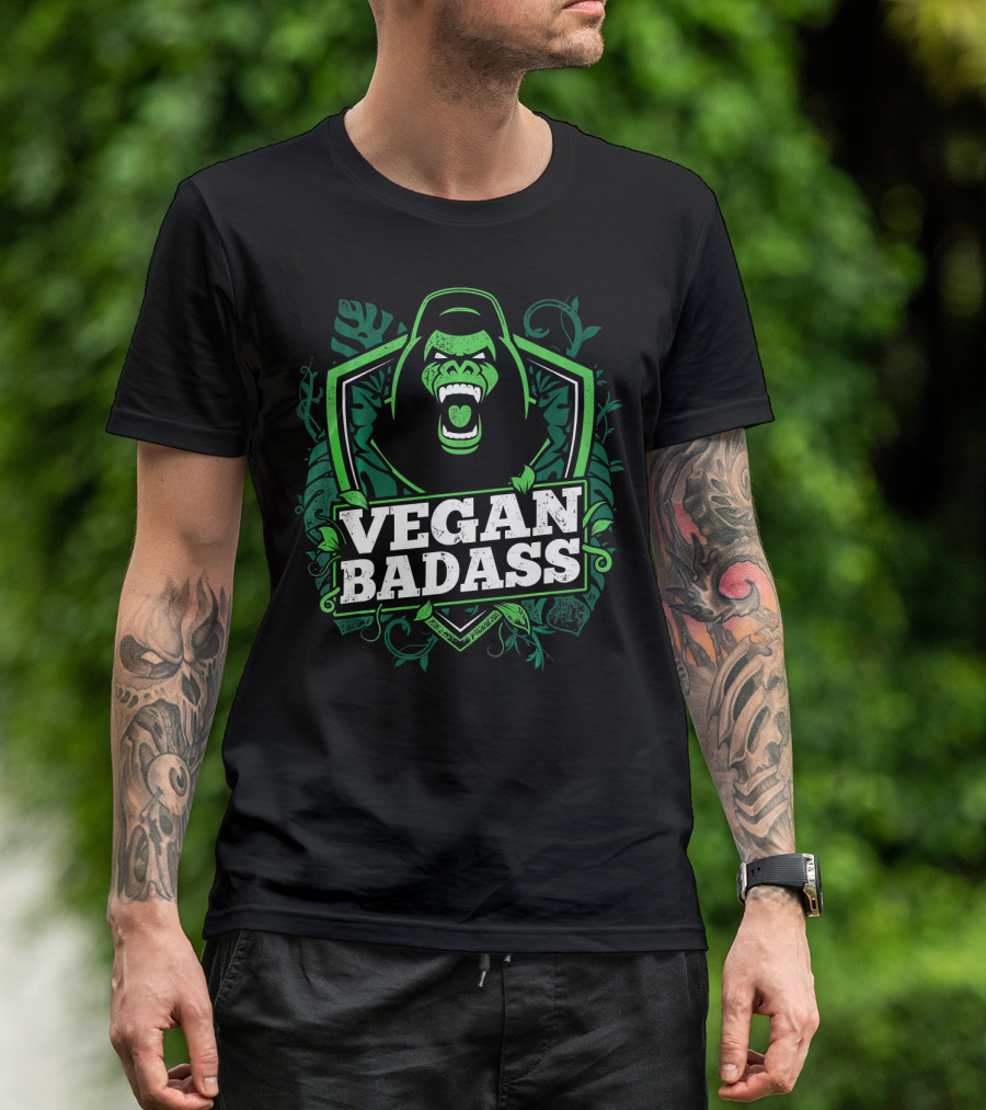 Vegan Badass Fitness Gorilla Bodybuildin Jungle Power T-Shirt